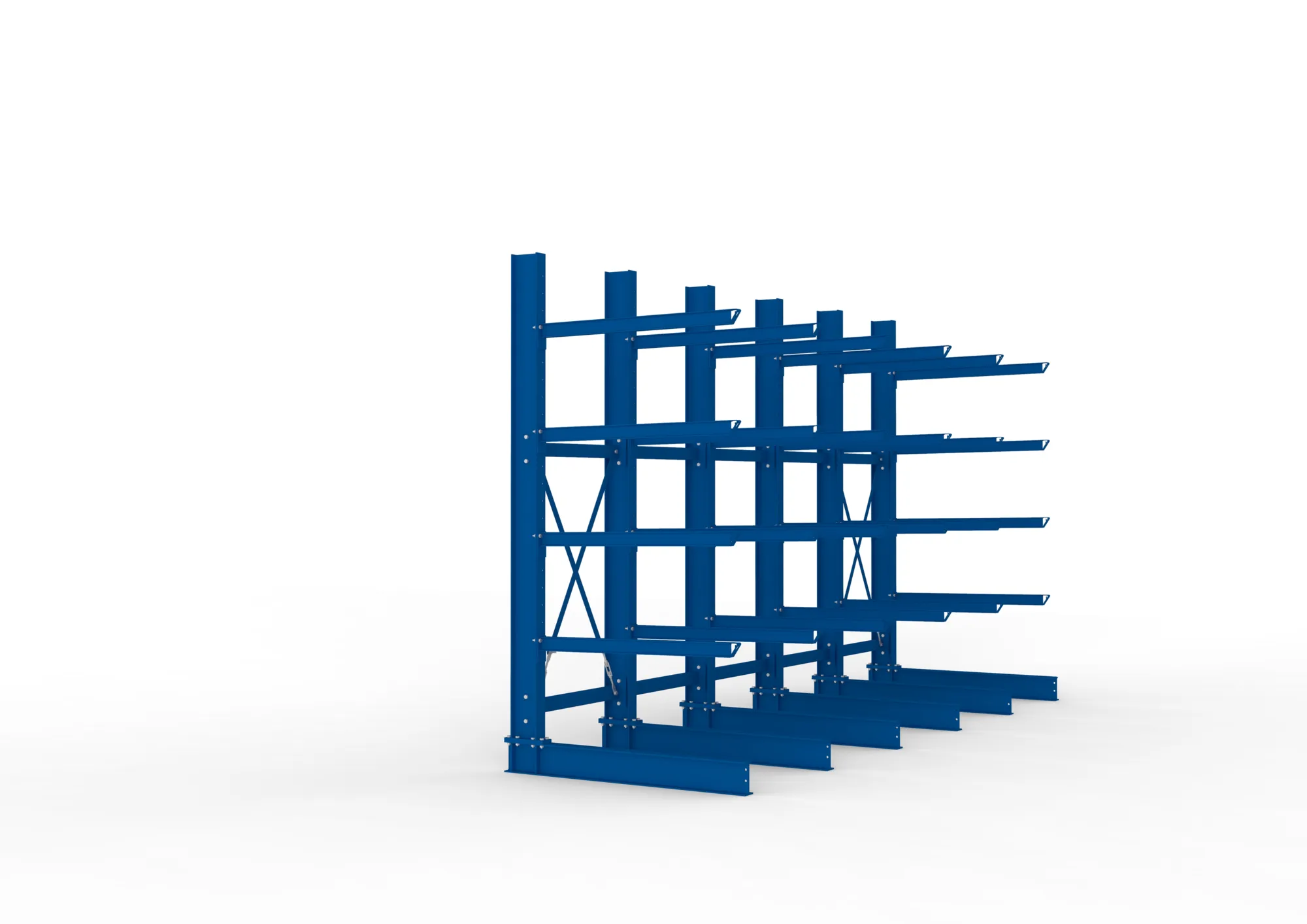 META MULTISTRONG H | Kragarmregal | 5 Felder | 3000 x 5000 x 1250 mm | Armlast 400 kg | einseitig | 4+1 Ebenen