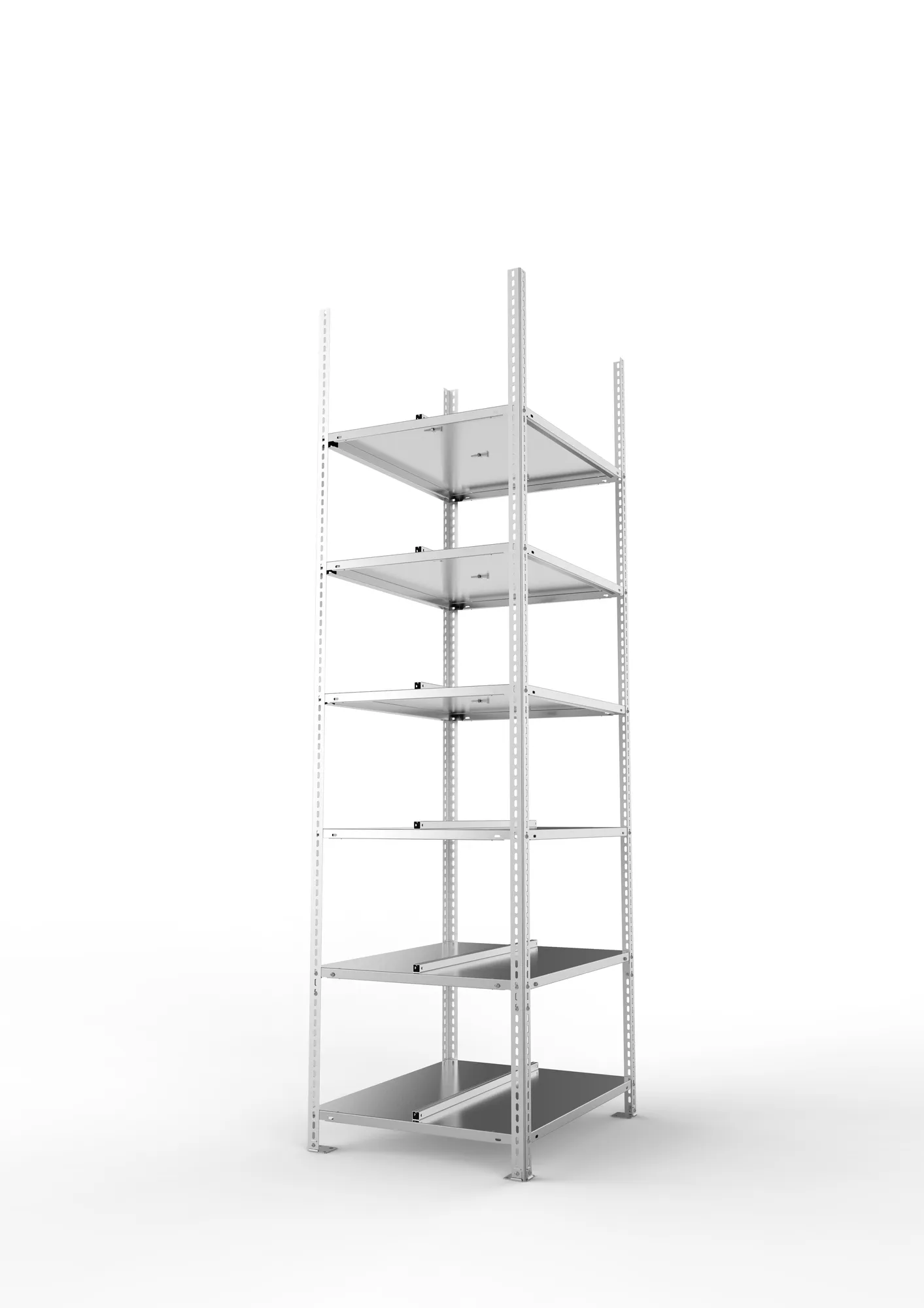 META FIX COMPACT | Büro-Schraubregal | Grundregal | 2200 x 750 x 600 mm | Fachlast 100 kg | 6 Ebenen | verzinkt