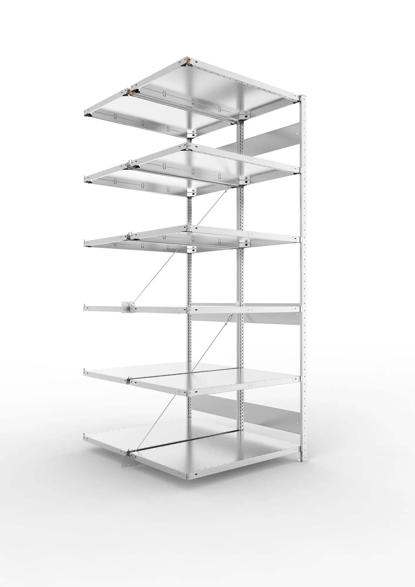 META CLIP S3 | Fachbodenregal | Doppel-Anbauregal | 2500 x 1000 x 600 mm | Fachlast 150 kg | 5+1 Ebenen | verzinkt
