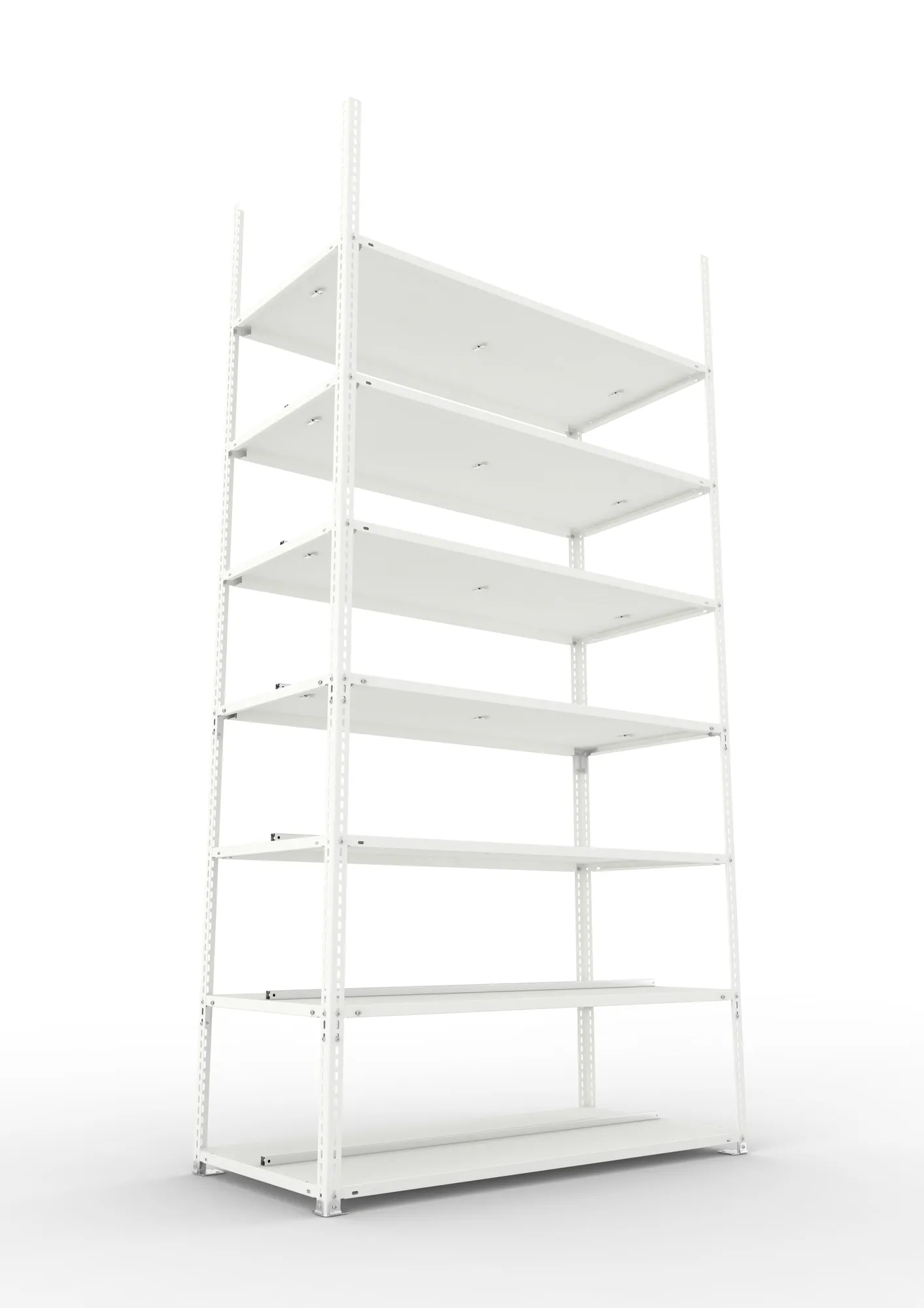 META FIX COMPACT | Büro-Schraubregal | Grundregal | 2500 x 1250 x 600 mm | Fachlast 100 kg | 7 Ebenen | RAL 7035