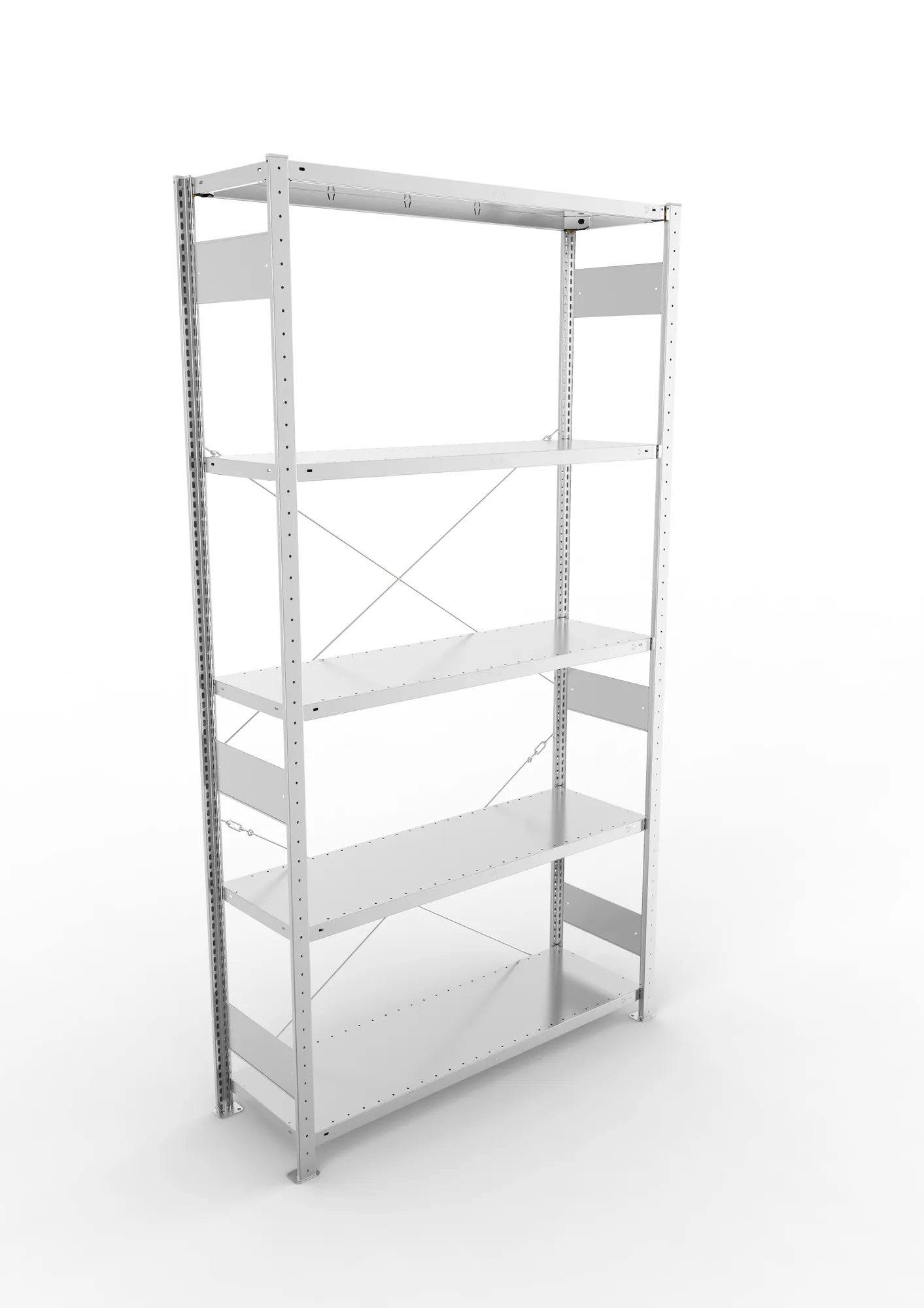 META CLIP | Fachbodenregal | Grundregal | 2500 x 1300 x 400 mm | Fachlast 230 kg | 4+1 Ebenen | verzinkt