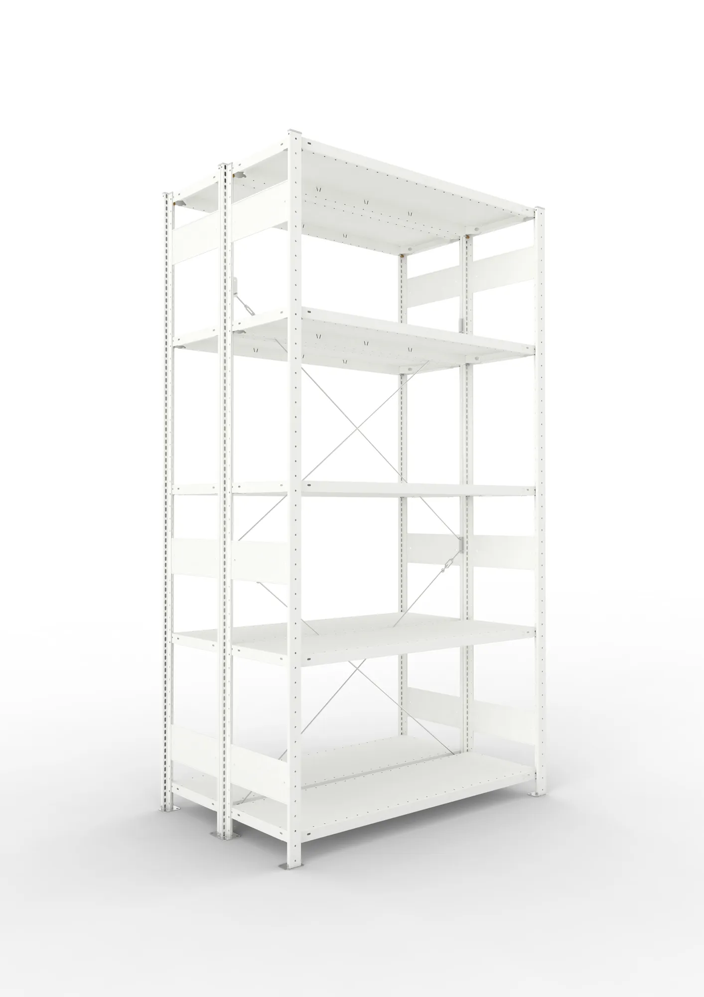 META CLIP | Fachbodenregal | Doppel-Grundregal | 2500 x 1300 x 400 mm | Fachlast 230 kg | 4+1 Ebenen | RAL 7035
