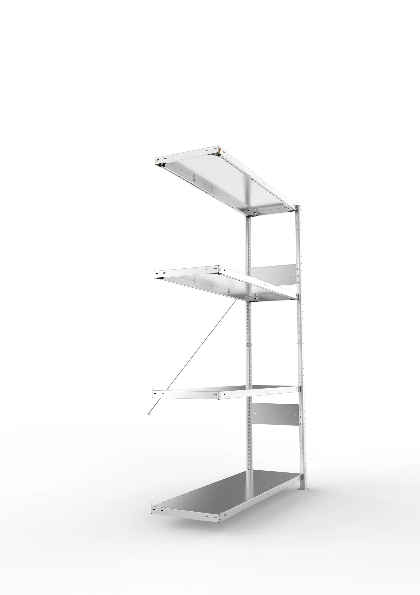 META CLIP SPLIT | Fachbodenregal | Anbauregal | 2000 x 1300 x 400 mm | Fachlast 230 kg | 3+1 Ebenen | verzinkt