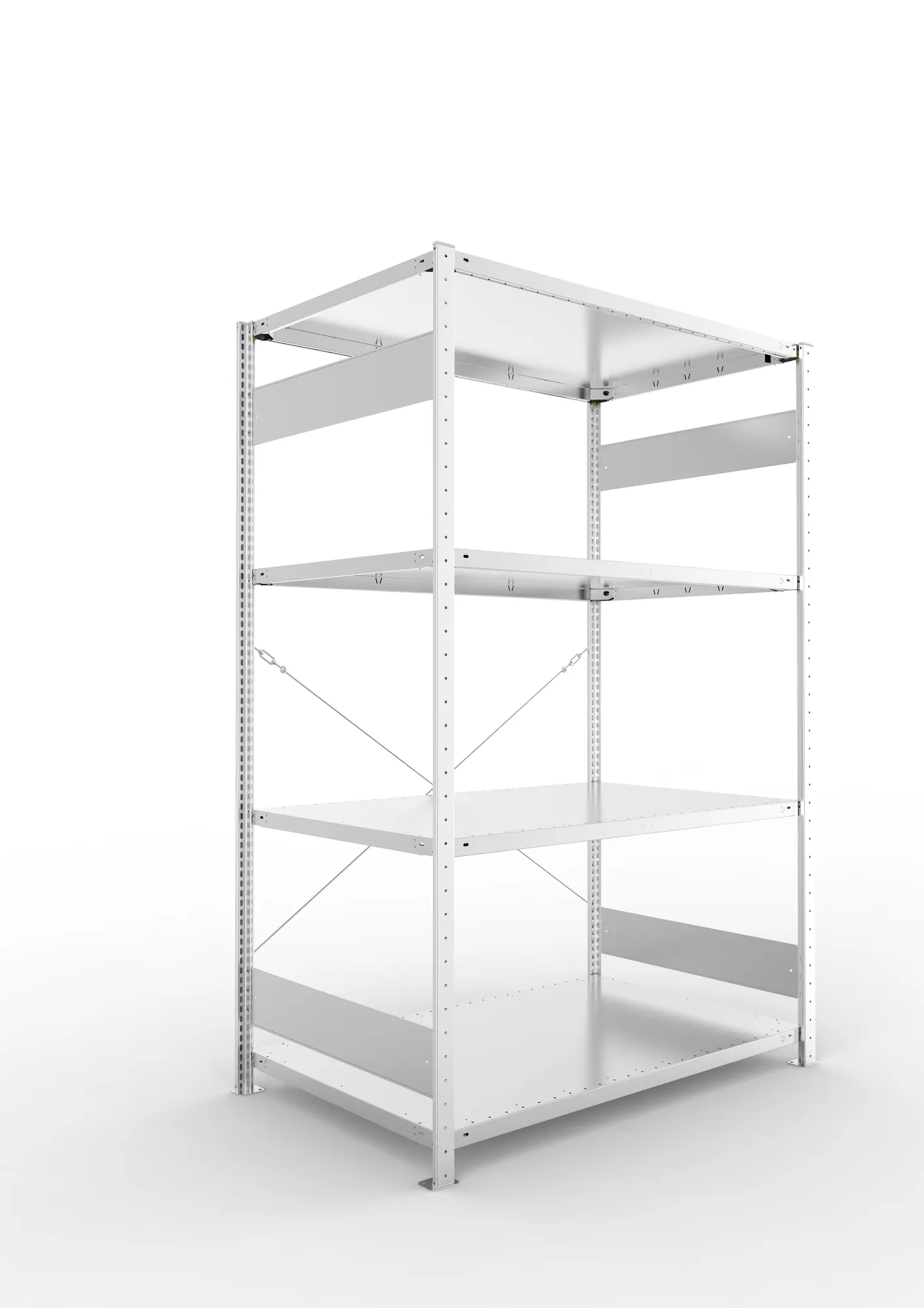 META CLIP S3 | Fachbodenregal | Grundregal | 2000 x 1300 x 800 mm | Fachlast 230 kg | 3+1 Ebenen | verzinkt