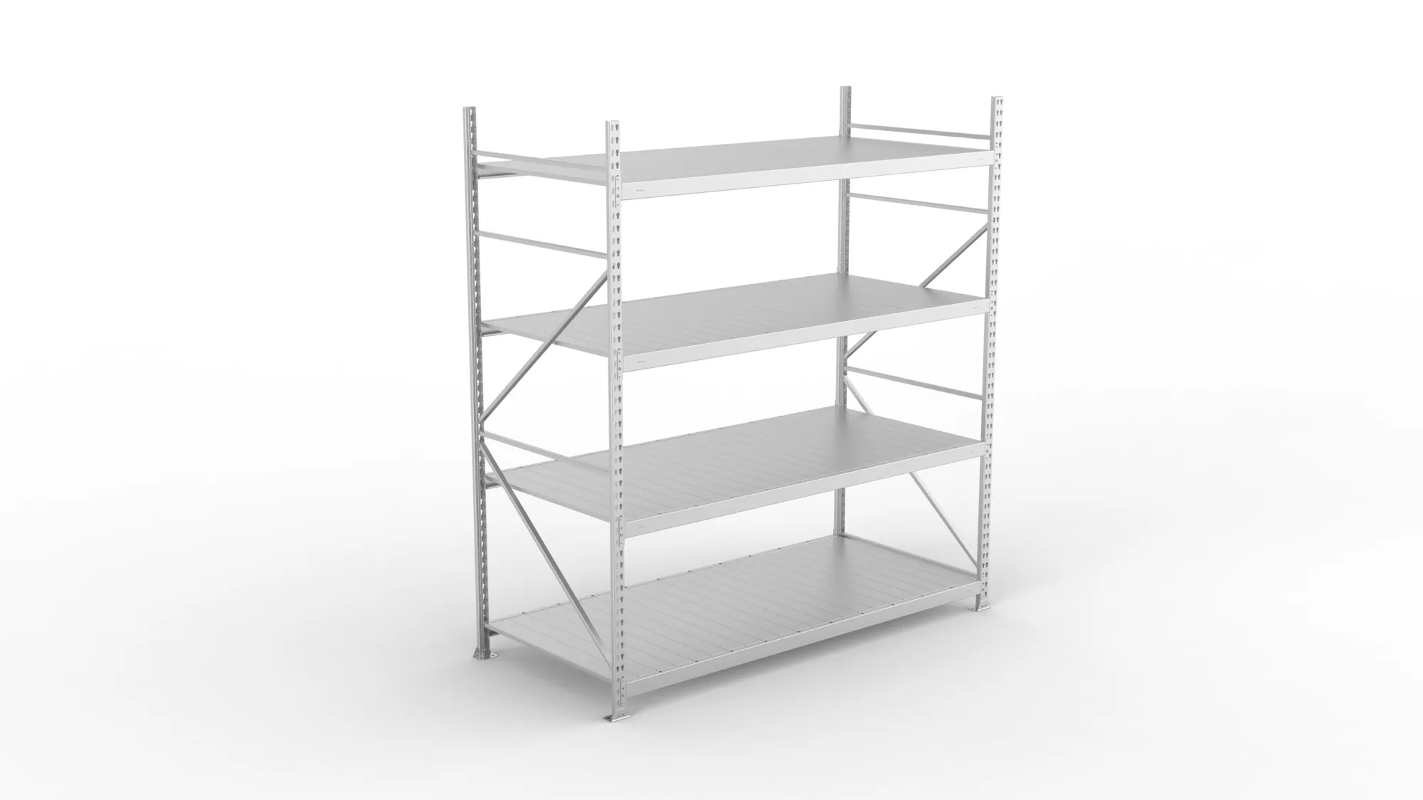 META MINI-RACK Weitspannregal | Grundregal | 2500 x 2200 x 1050 mm | Fachlast 600 kg | Stahlpaneelböden | 4 Ebenen