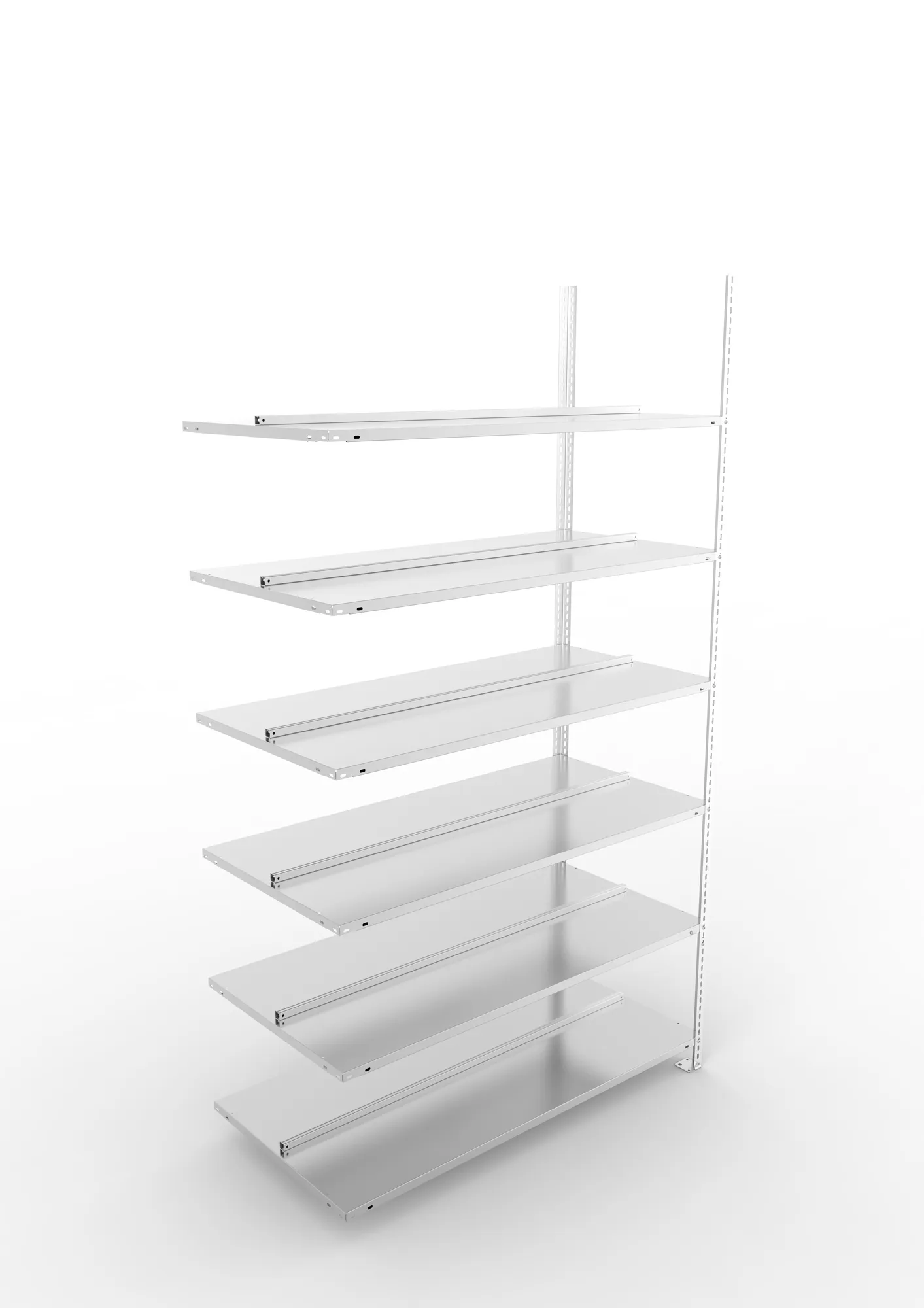 META FIX COMPACT | Büro-Schraubregal | Anbauregal | 2200 x 1250 x 600 mm | Fachlast 100 kg | 6 Ebenen | verzinkt