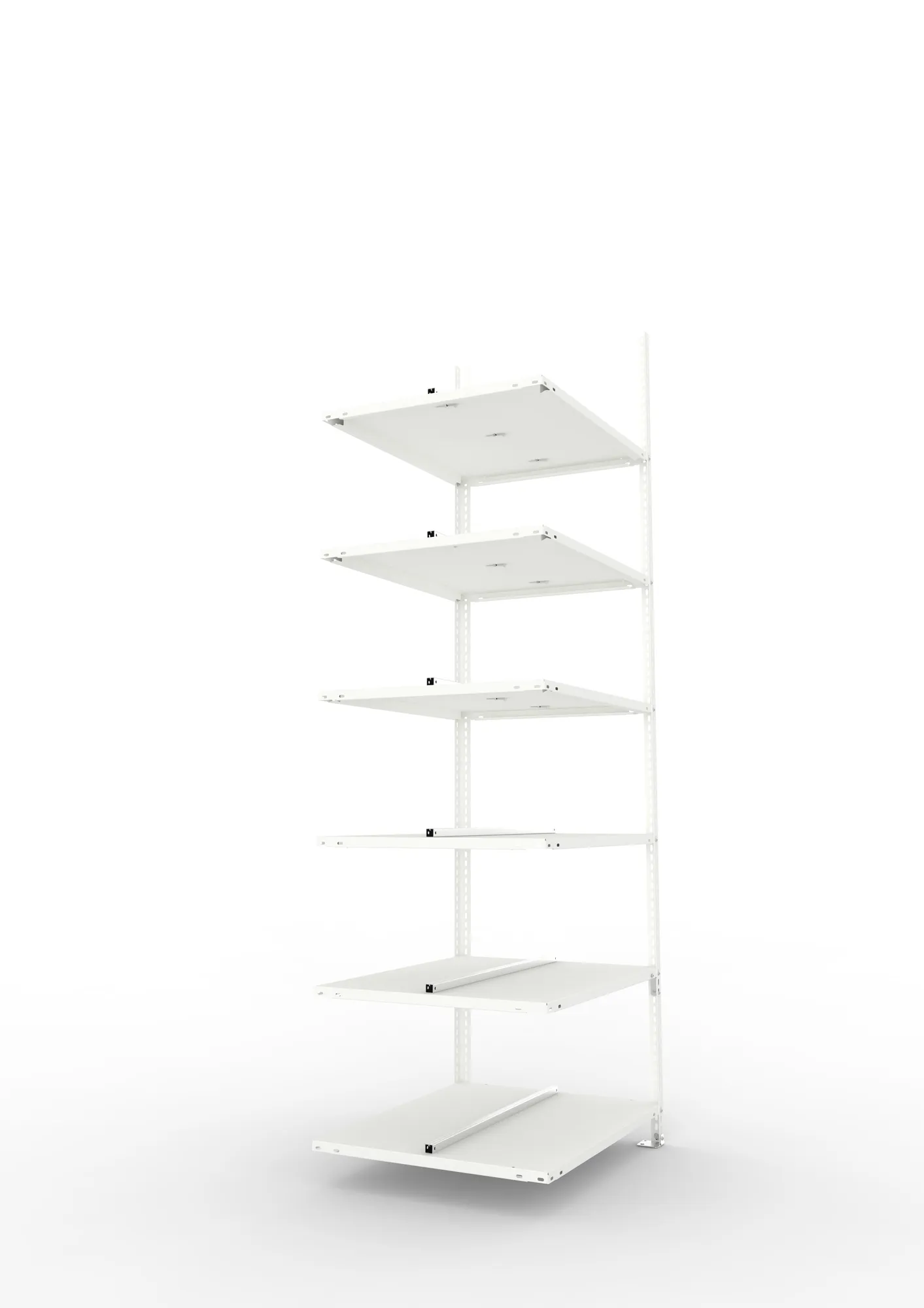 META FIX COMPACT | Büro-Schraubregal | Anbauregal | 2200 x 750 x 600 mm | Fachlast 100 kg | 6 Ebenen | RAL 7035