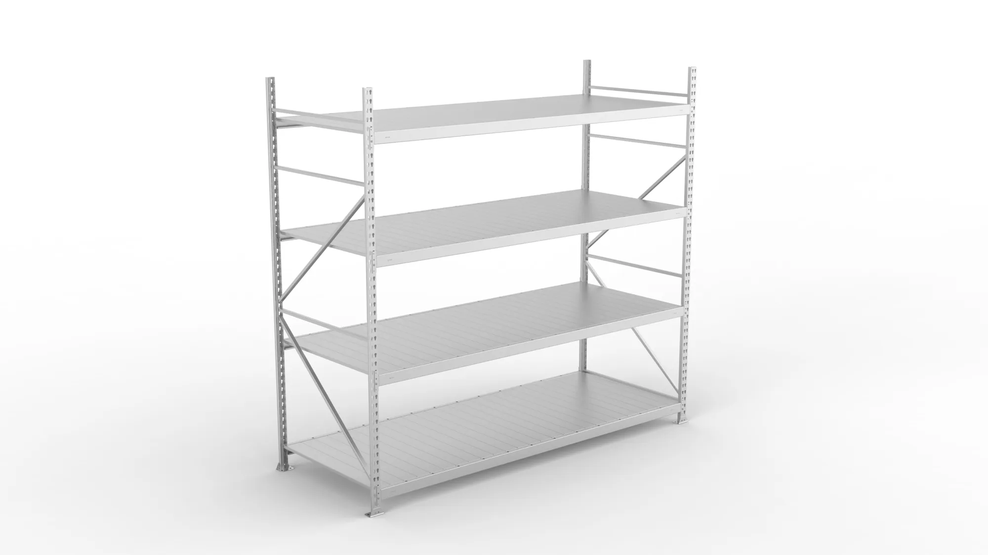 META MINI-RACK Weitspannregal | Grundregal | 2500 x 2600 x 1050 mm | Fachlast 490 kg | Stahlpaneelböden | 4 Ebenen