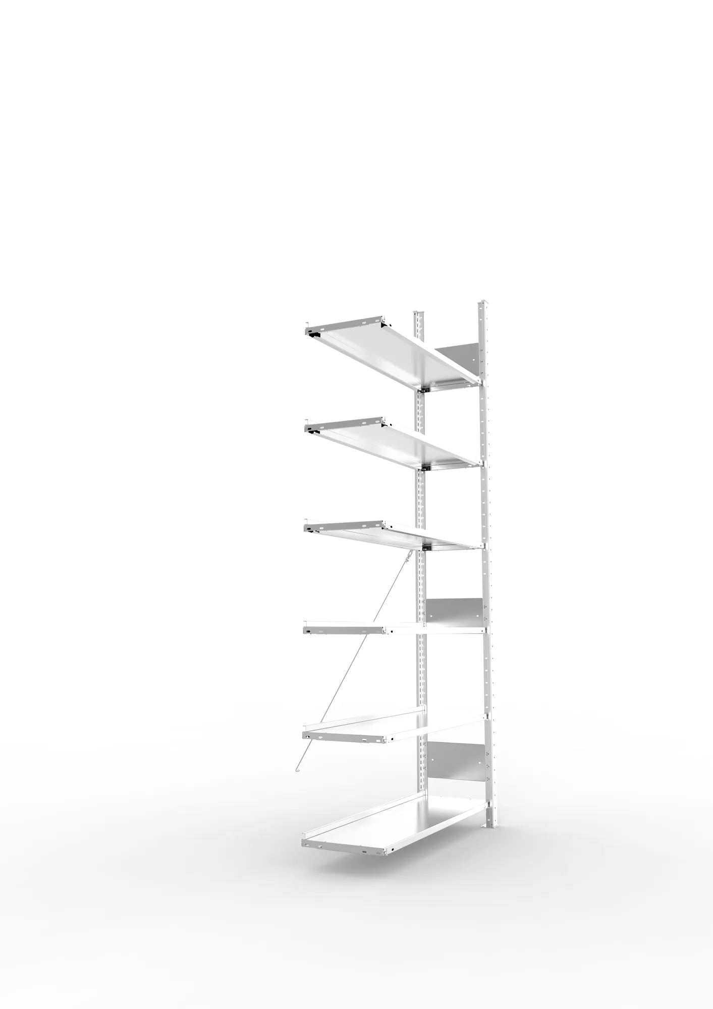 META COMPACT S3| Büro-Steckregal | Anbauregal | 2200 x 1000 x 300 mm | Fachlast 80 kg | 6 Ebenen | Endanschlag | verzinkt