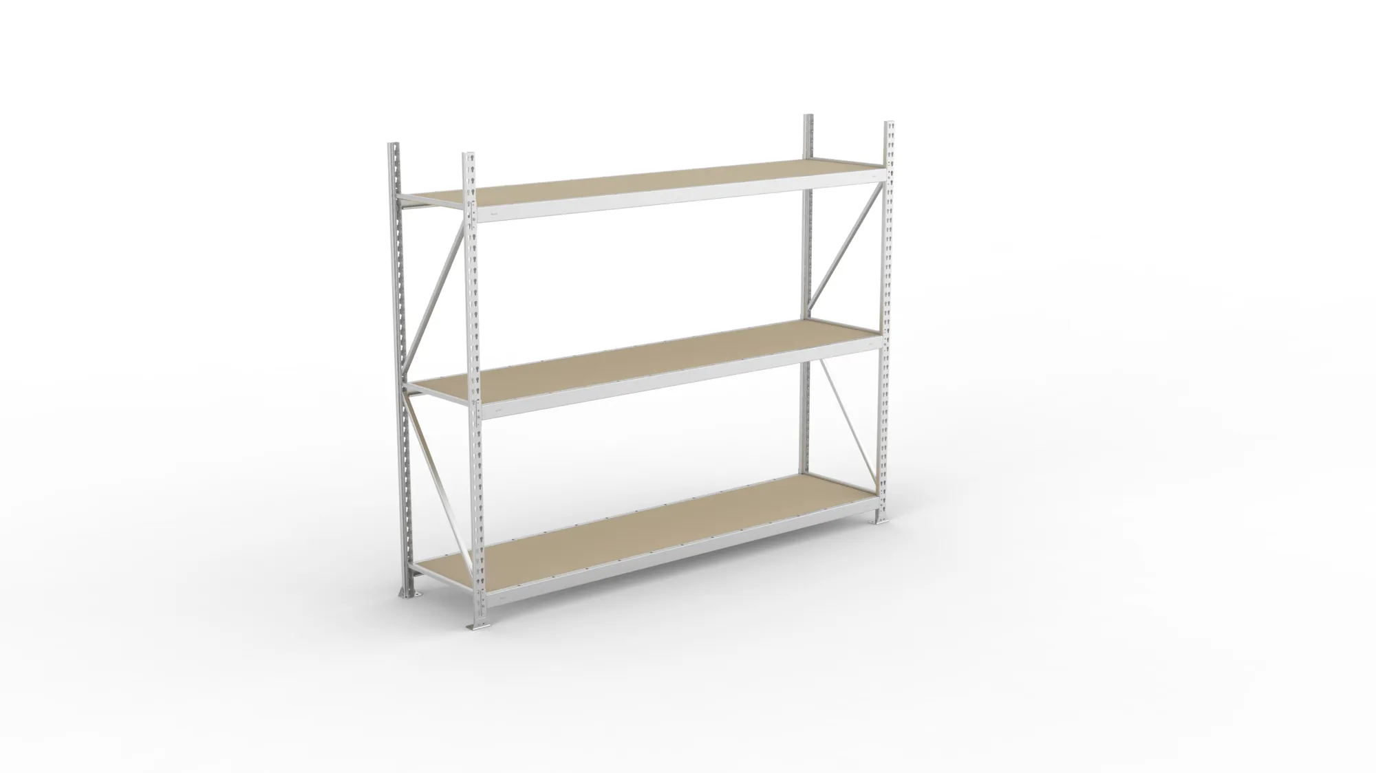 META MINI-RACK Weitspannregal | Grundregal | 2200 x 2600 x 650 mm | Fachlast 490 kg | Spanplattenböden | 3 Ebenen