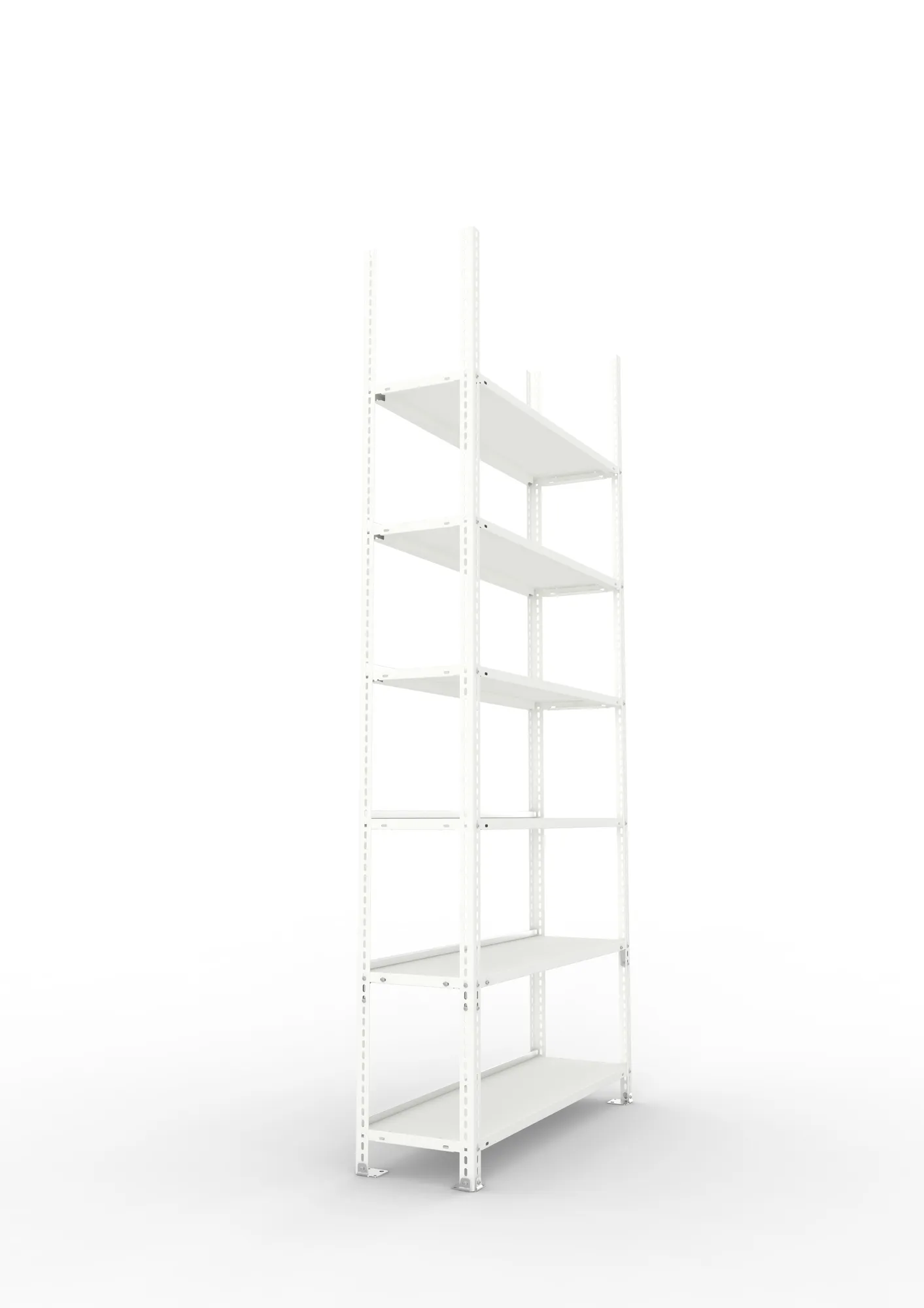 META FIX COMPACT | Büro-Schraubregal | Grundregal | 2200 x 1000 x 300 mm | Fachlast 80 kg | 6 Ebenen | RAL 7035