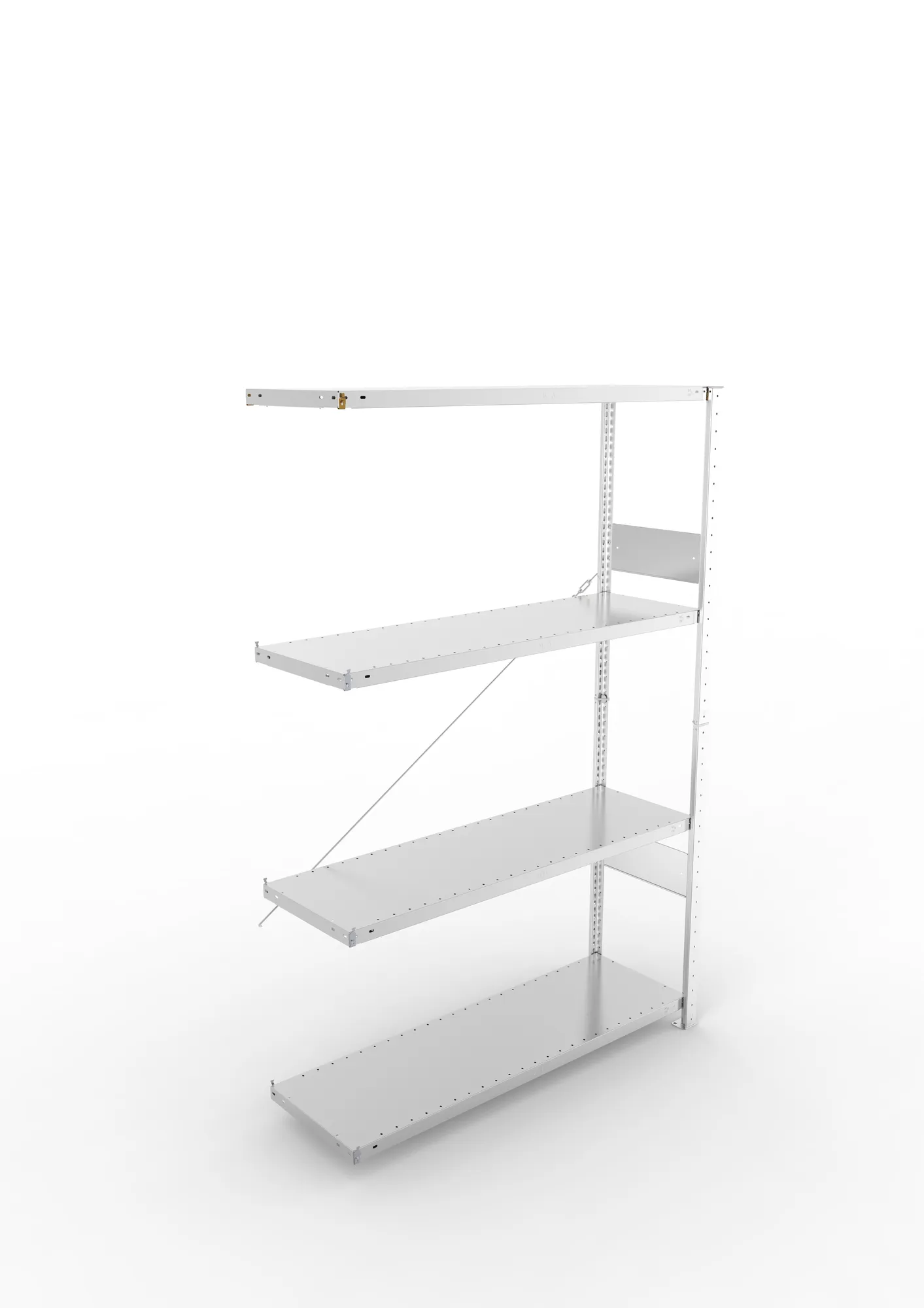 META CLIP SPLIT | Fachbodenregal | Anbauregal | 2000 x 1300 x 400 mm | Fachlast 230 kg | 3+1 Ebenen | verzinkt