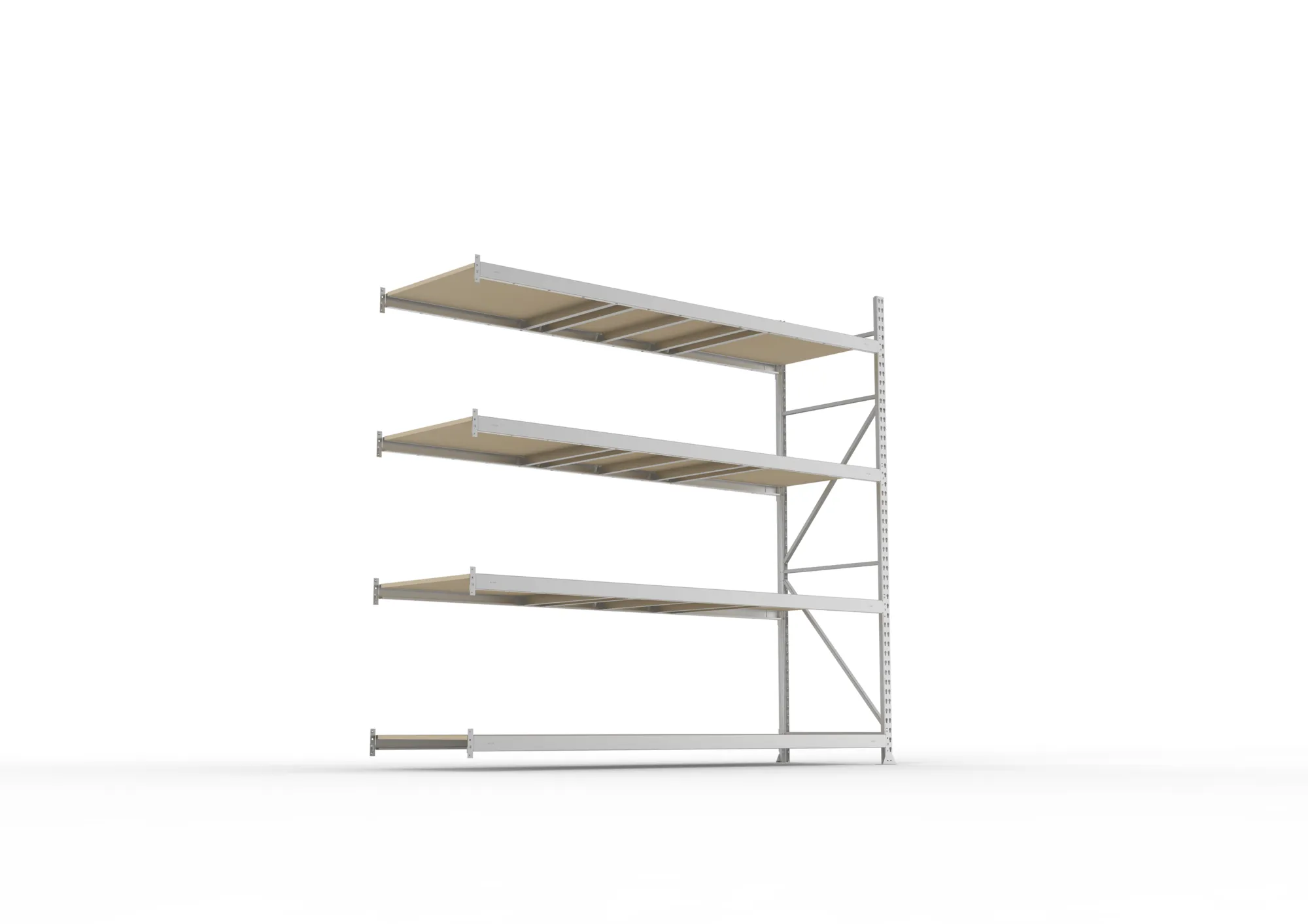 META MINI-RACK Weitspannregal | Anbauregal | 2500 x 2600 x 800 mm | Fachlast 490 kg | Spanplattenböden | 4 Ebenen
