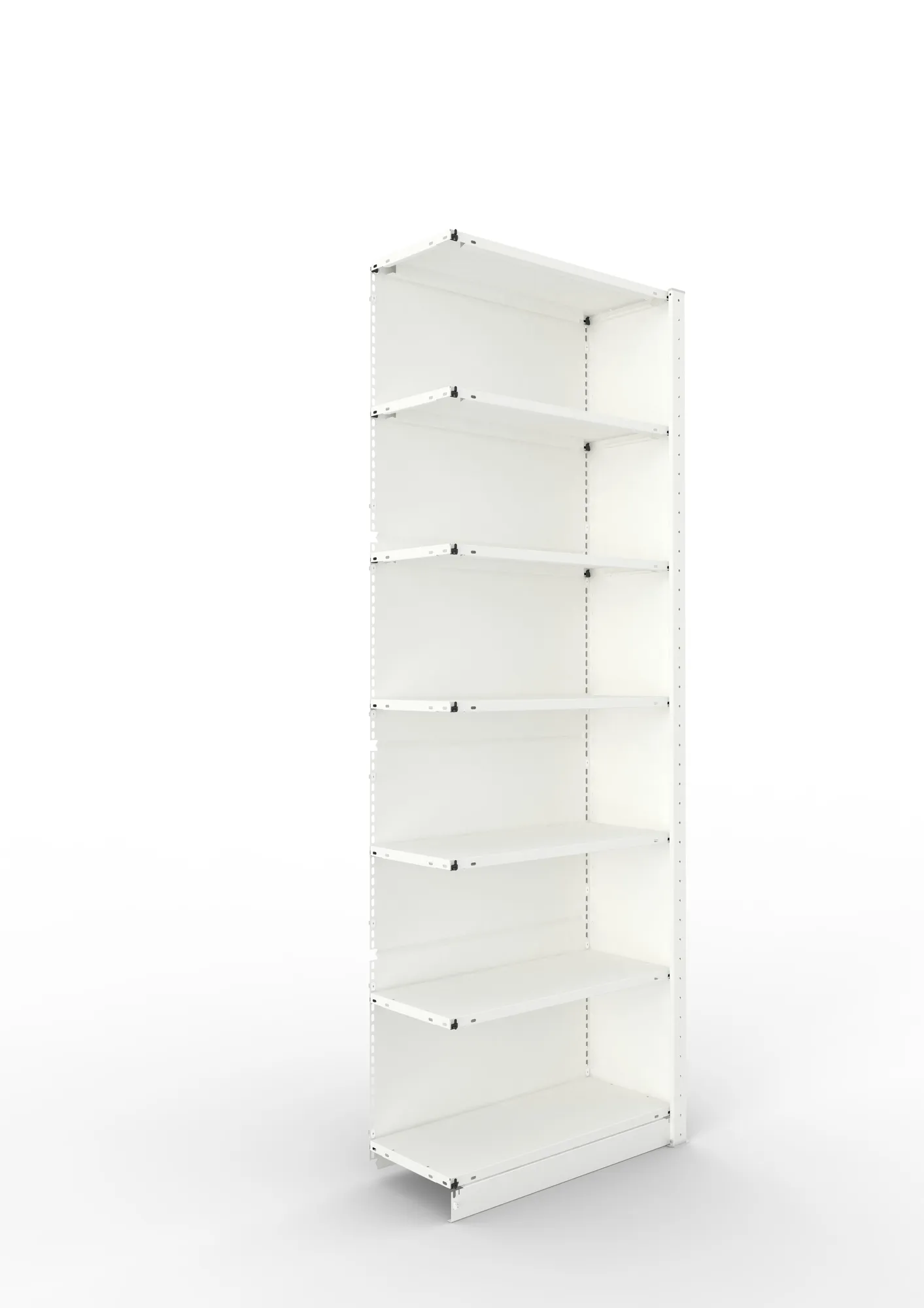 META COMPACT | Büro-Steckregalwand | Anbauregal | 2200 x 750 x 300 mm | Fachlast 80 kg | 6+1 Ebenen | RAL 7035