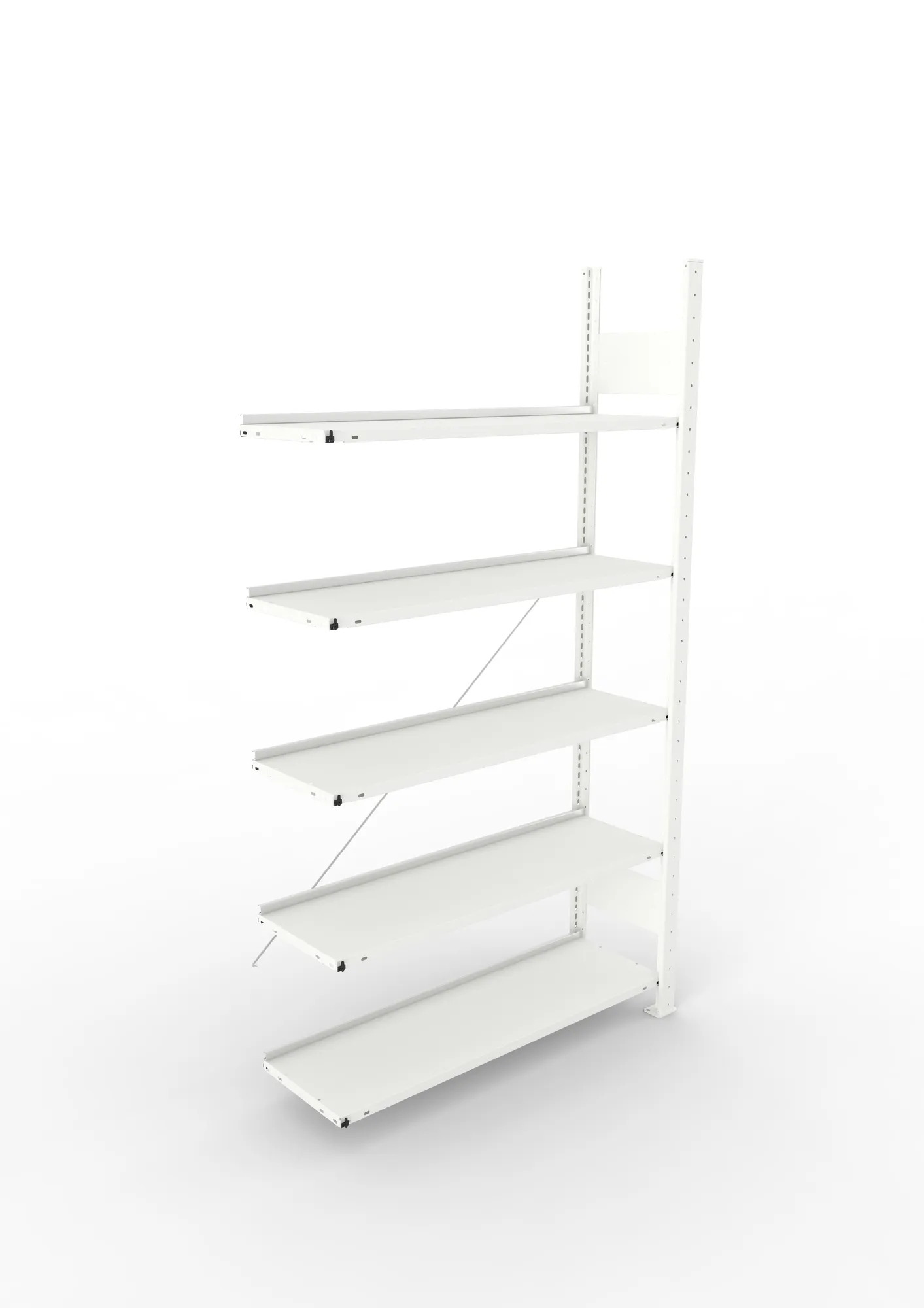 META COMPACT | Büro-Steckregal | Anbauregal | 1850 x 1000 x 300 mm | Fachlast 80 kg | 5 Ebenen | RAL 7035