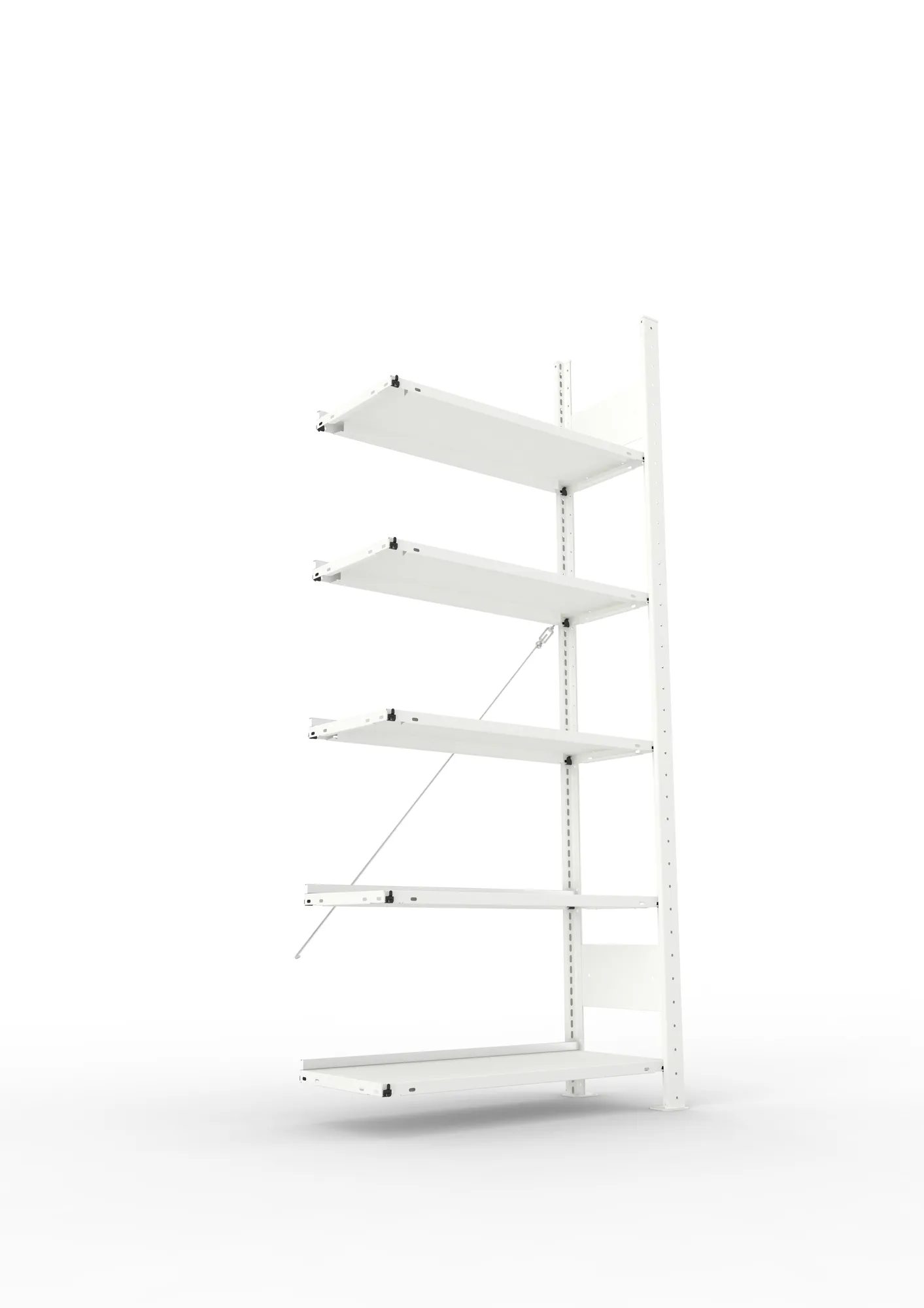META COMPACT | Büro-Steckregal | Anbauregal | 1850 x 750 x 300 mm | Fachlast 80 kg | 5 Ebenen | RAL 7035