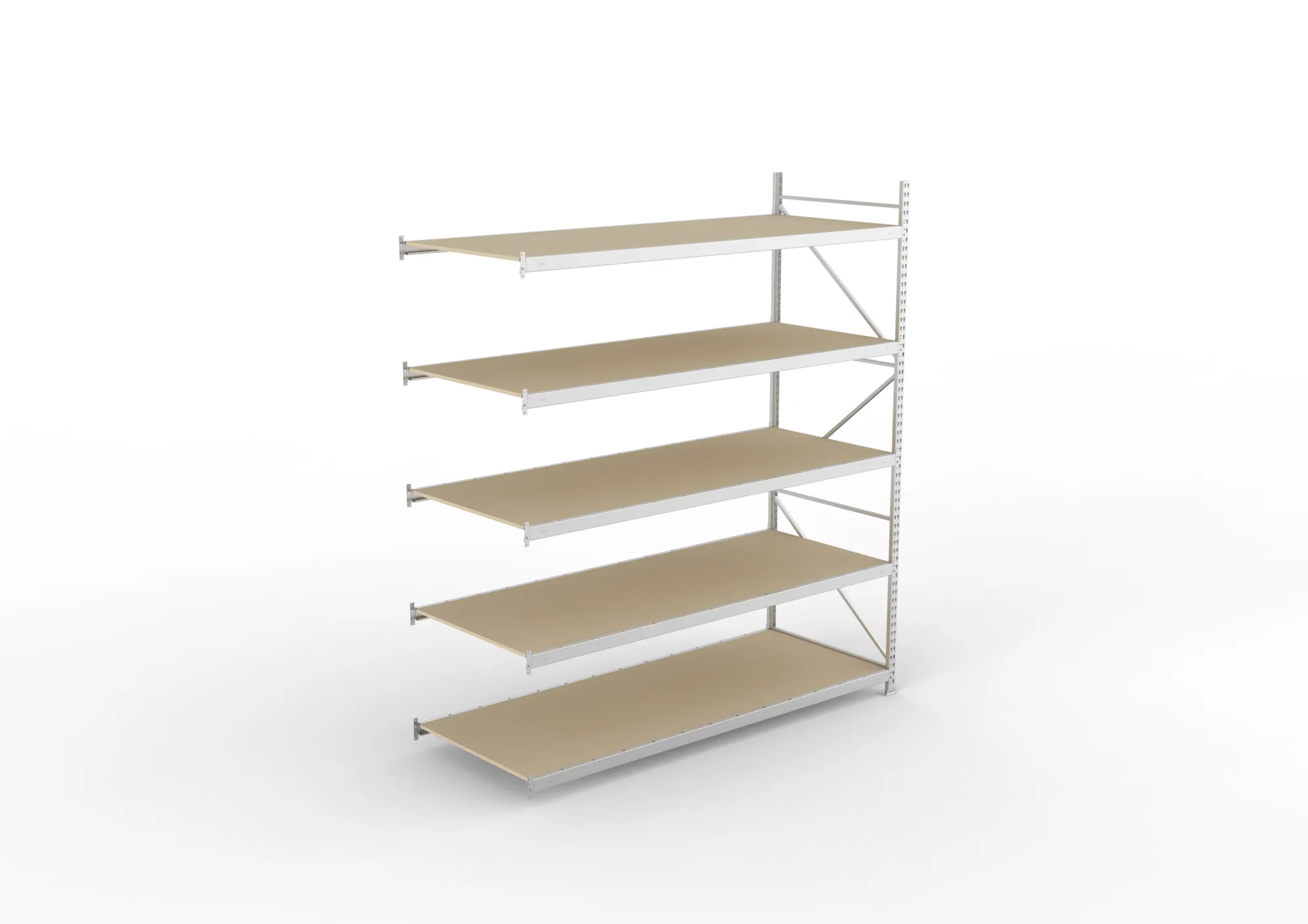 META MINI-RACK Weitspannregal | Anbauregal | 3000 x 2600 x 1050 mm | Fachlast 490 kg | Spanplattenböden | 5 Ebenen