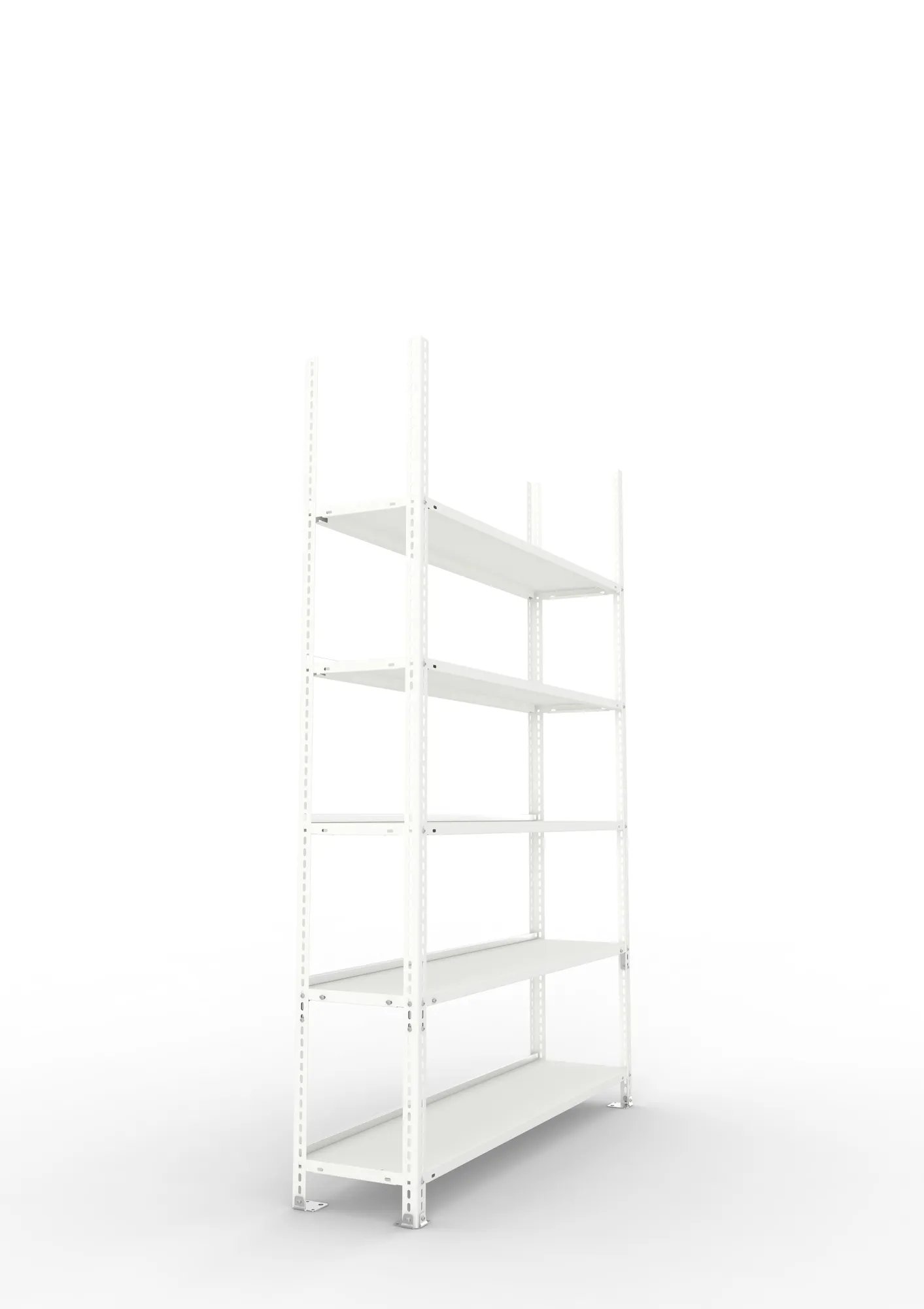 META FIX COMPACT | Büro-Schraubregal | Grundregal | 1850 x 1250 x 300 mm | Fachlast 100 kg | 5 Ebenen | RAL 7035