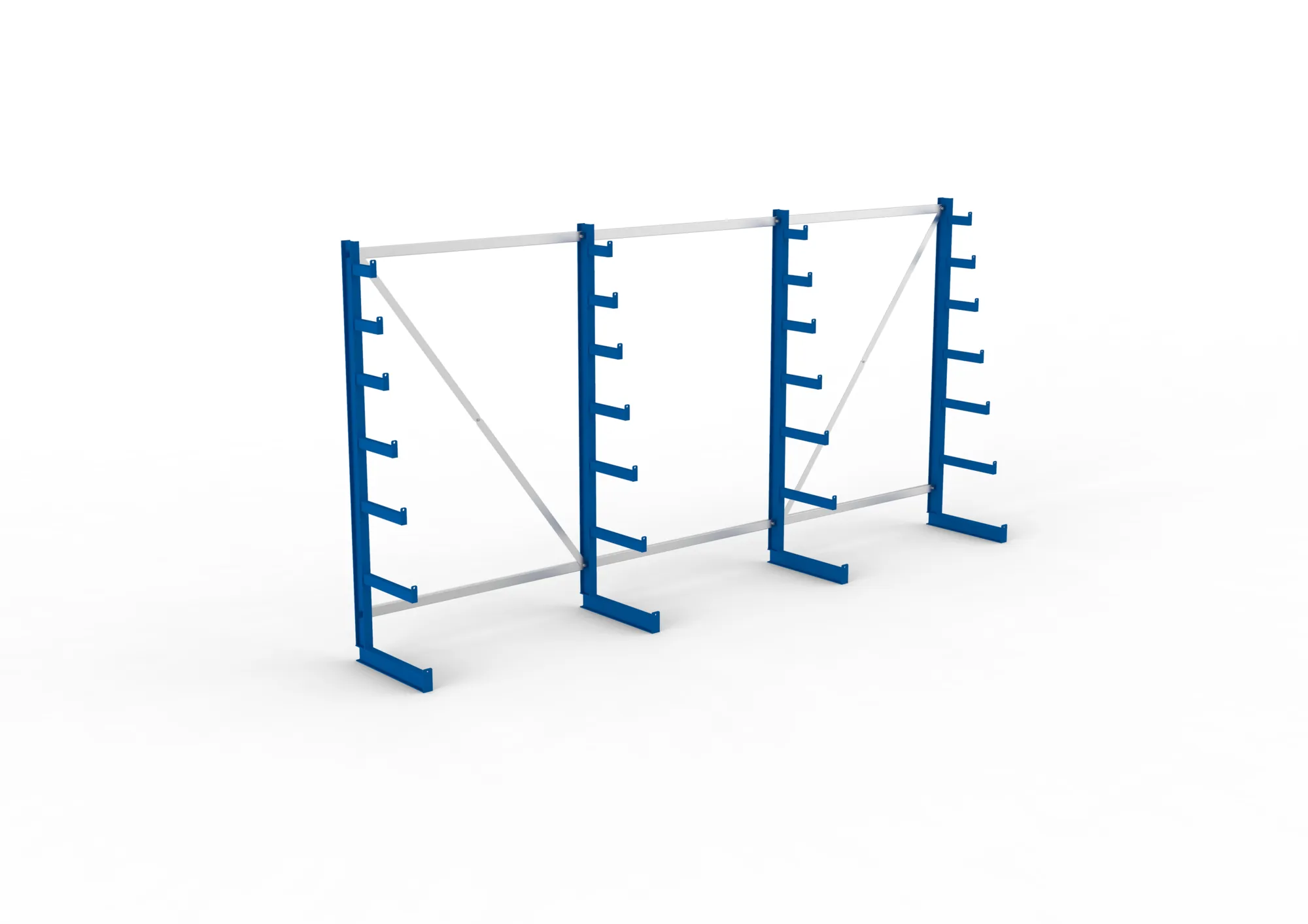 META ATLAS ST | Langgutregal | 3 Felder | 2000 x 4050 x 500 mm | Armlast 200 kg | einseitig | 6+1 Ebenen | RAL 5010