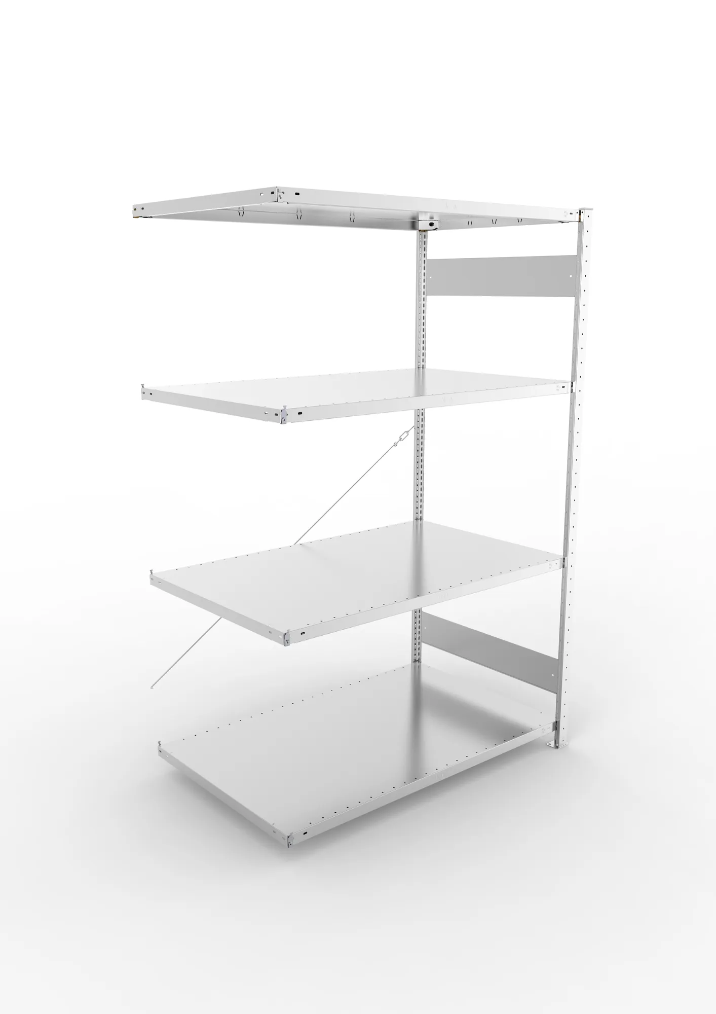 META CLIP | Fachbodenregal | Anbauregal | 2000 x 1300 x 800 mm | Fachlast 230 kg | 3+1 Ebenen | verzinkt