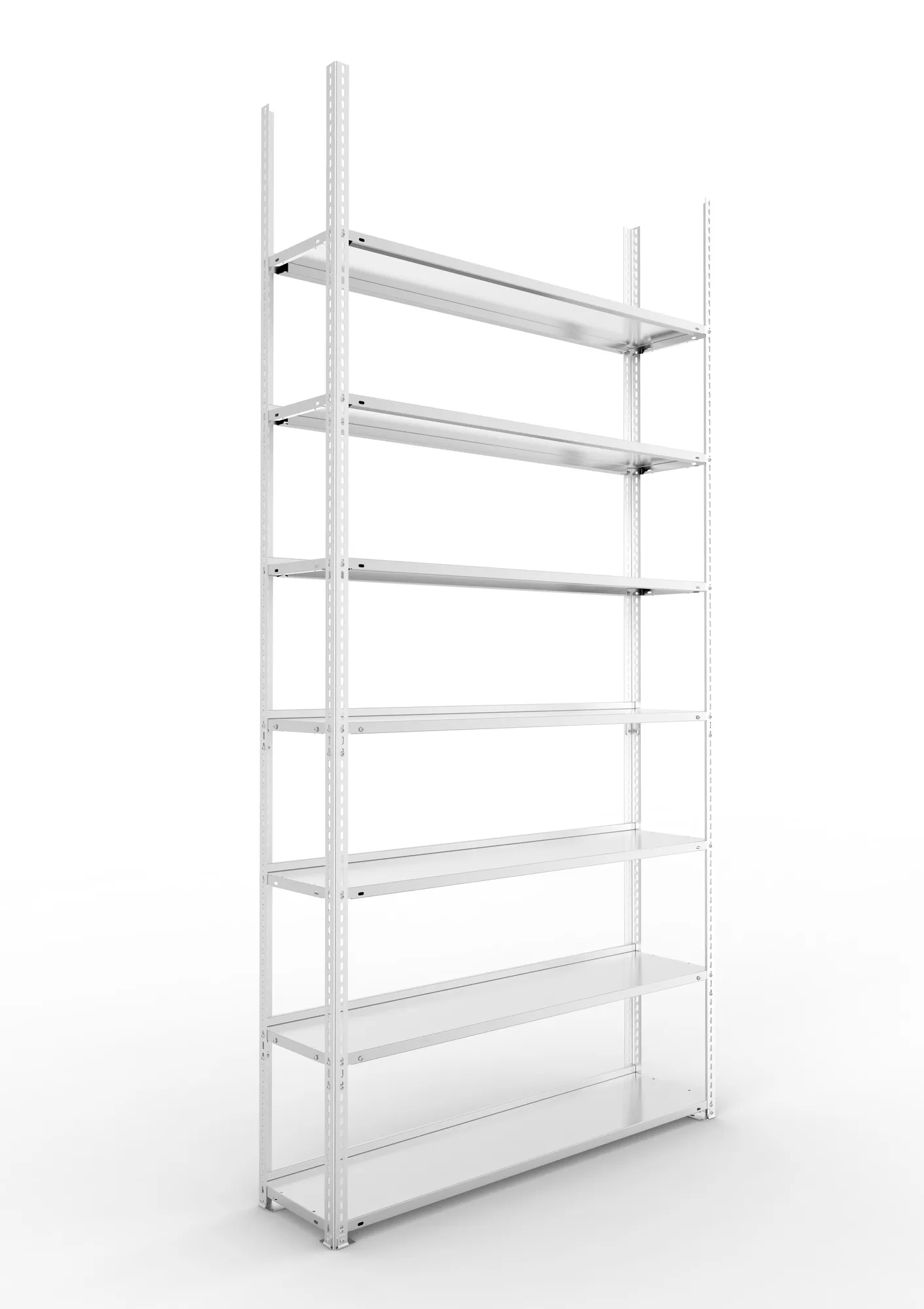 META FIX COMPACT | Büro-Schraubregal | Grundregal | 2500 x 1250 x 300 mm | Fachlast 80 kg | 7 Ebenen | verzinkt