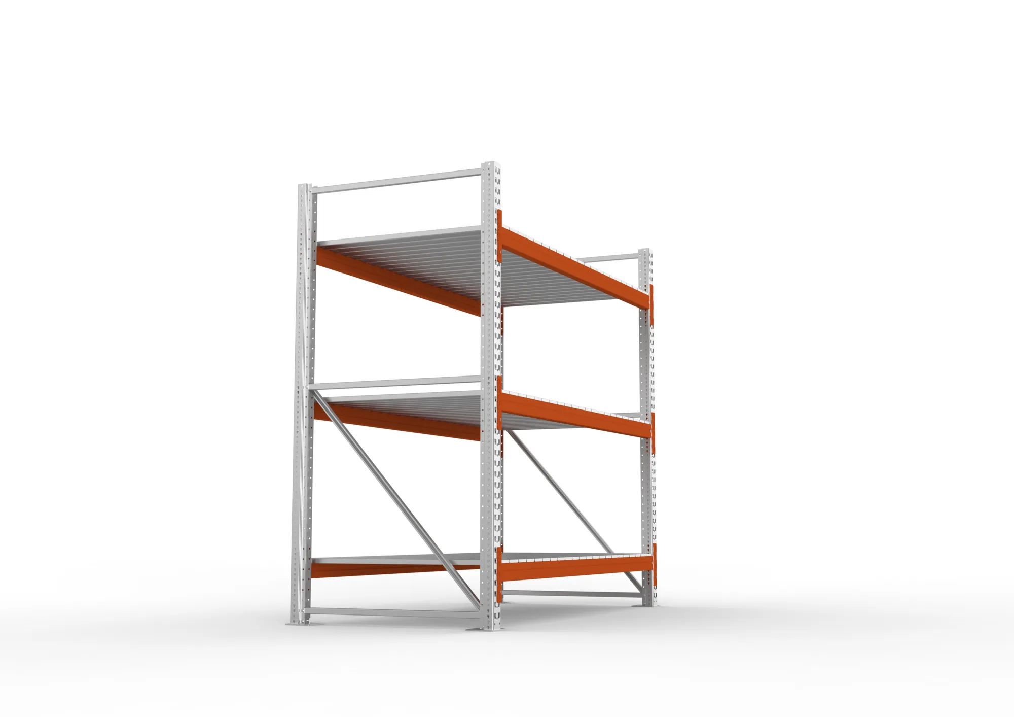 META MULTIPAL | Großfachregal | Grundregal | 2200 x 2225 x 1100 mm | Fachlast 1900 kg | 3 Ebenen | Stahlpaneele | verzinkt