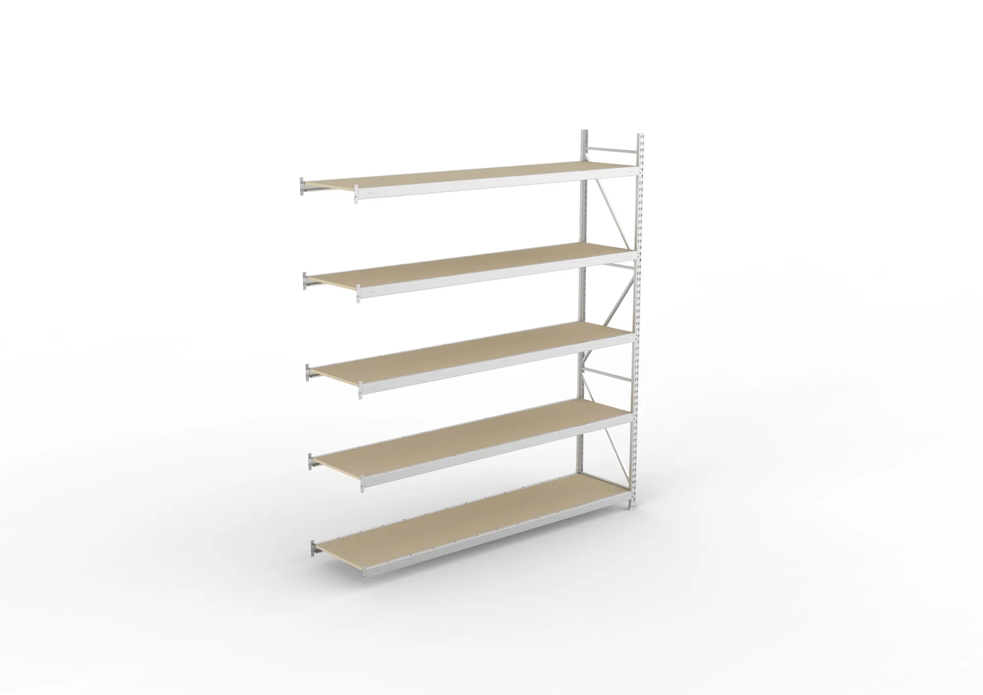 META MINI-RACK Weitspannregal | Anbauregal | 3000 x 2600 x 650 mm | Fachlast 490 kg | Spanplattenböden | 5 Ebenen