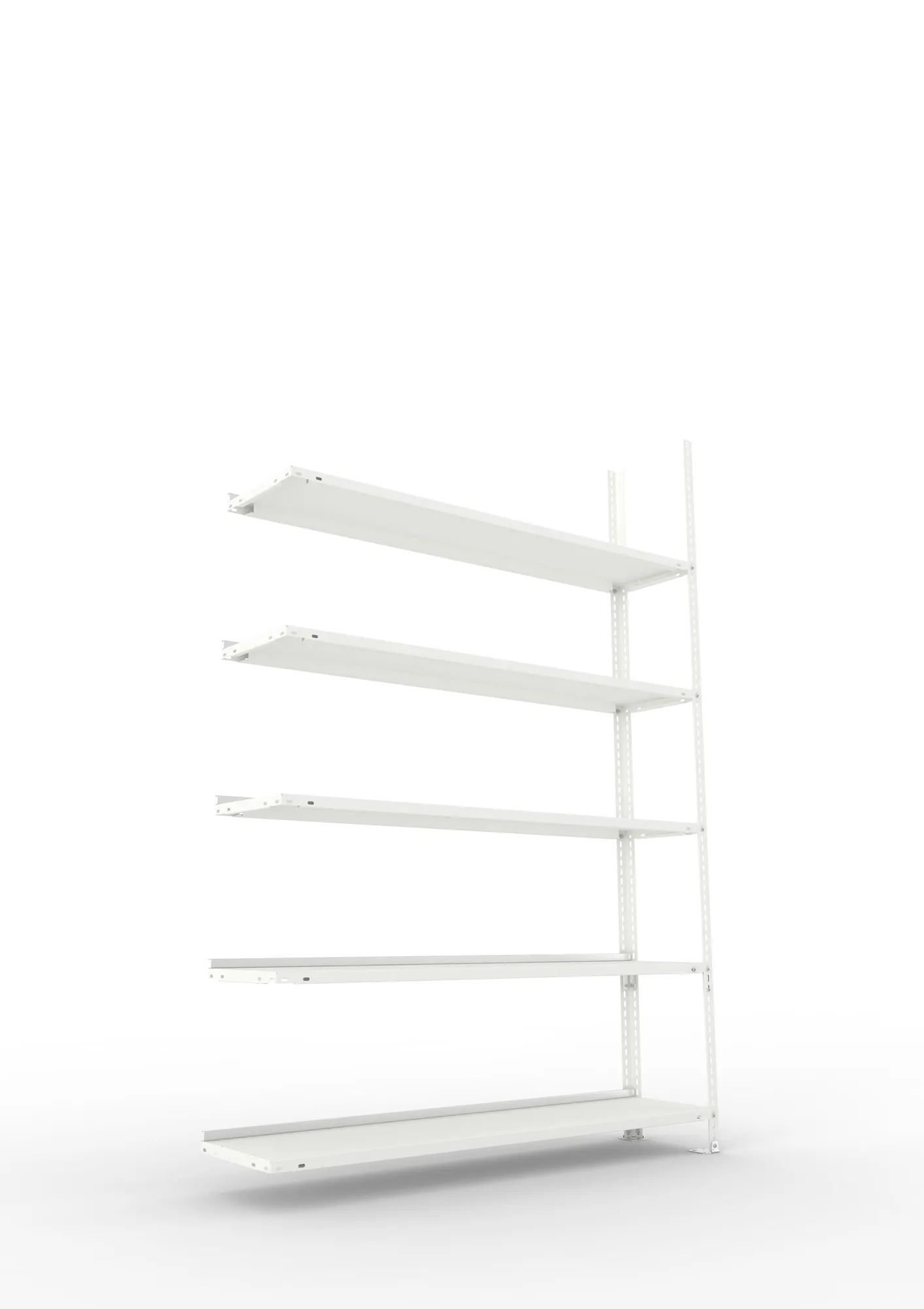 META FIX COMPACT | Büro-Schraubregal | Anbauregal | 1850 x 1250 x 300 mm | Fachlast 80 kg | 5 Ebenen | RAL 7035
