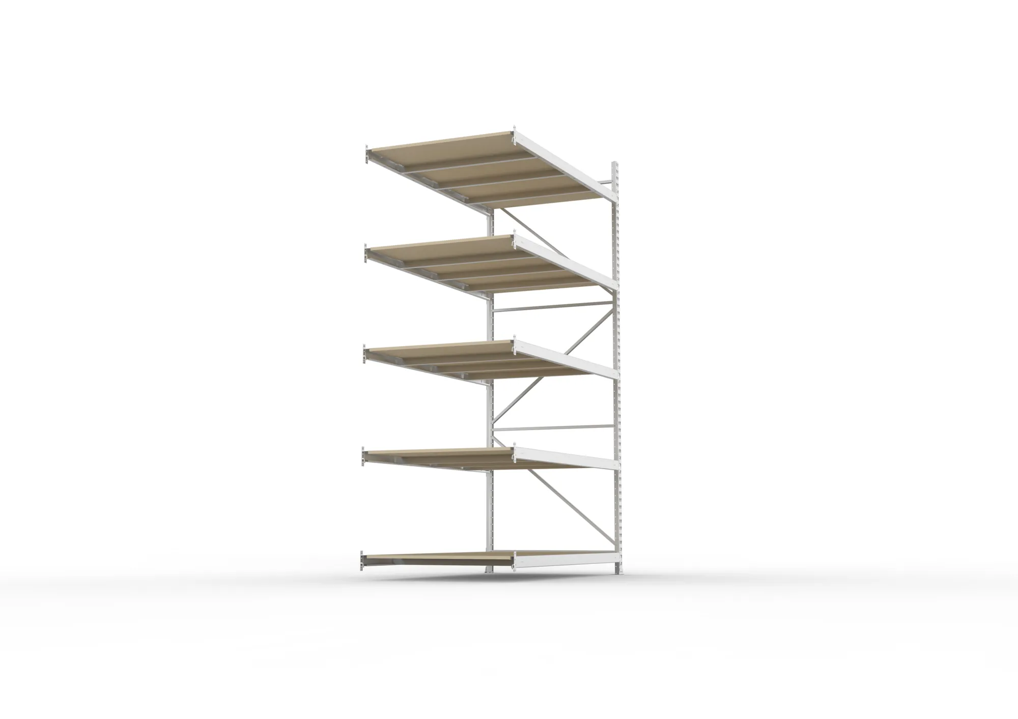 META MINI-RACK Weitspannregal | Anbauregal | 3000 x 1800 x 1050 mm | Fachlast 600 kg | Spanplattenböden | 5 Ebenen