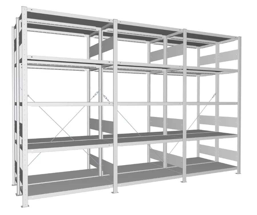 META CLIP | Fachbodenregal | 3 Felder | 2000 x 3000 x 400 mm | Fachlast 230 kg | 4+1 Ebenen | verzinkt