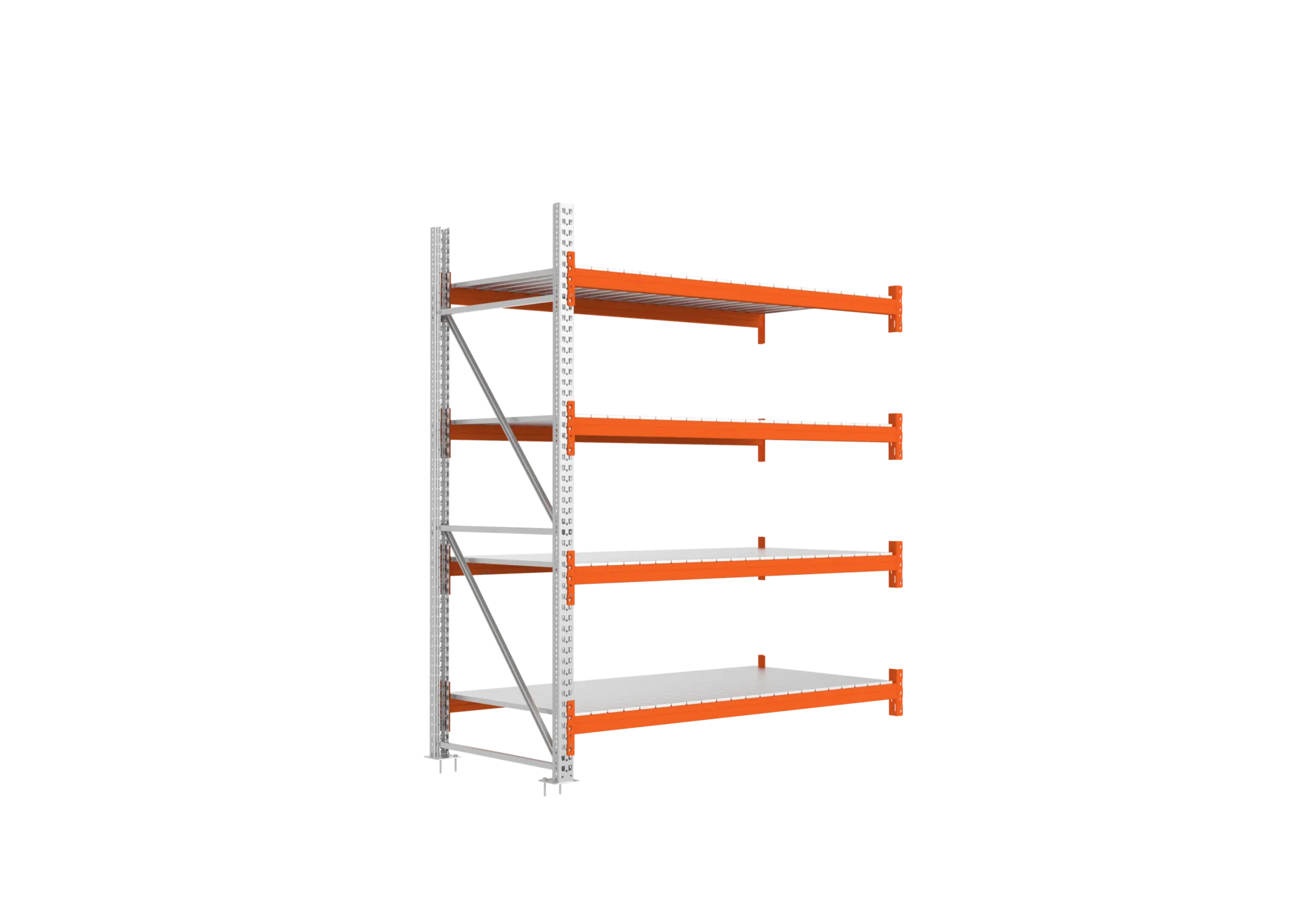 META MULTIPAL | Großfachregal | Anbauregal | 2700 x 2225 x 1100 mm | Fachlast 1900 kg | 4 Ebenen | Stahlpaneele | verzinkt