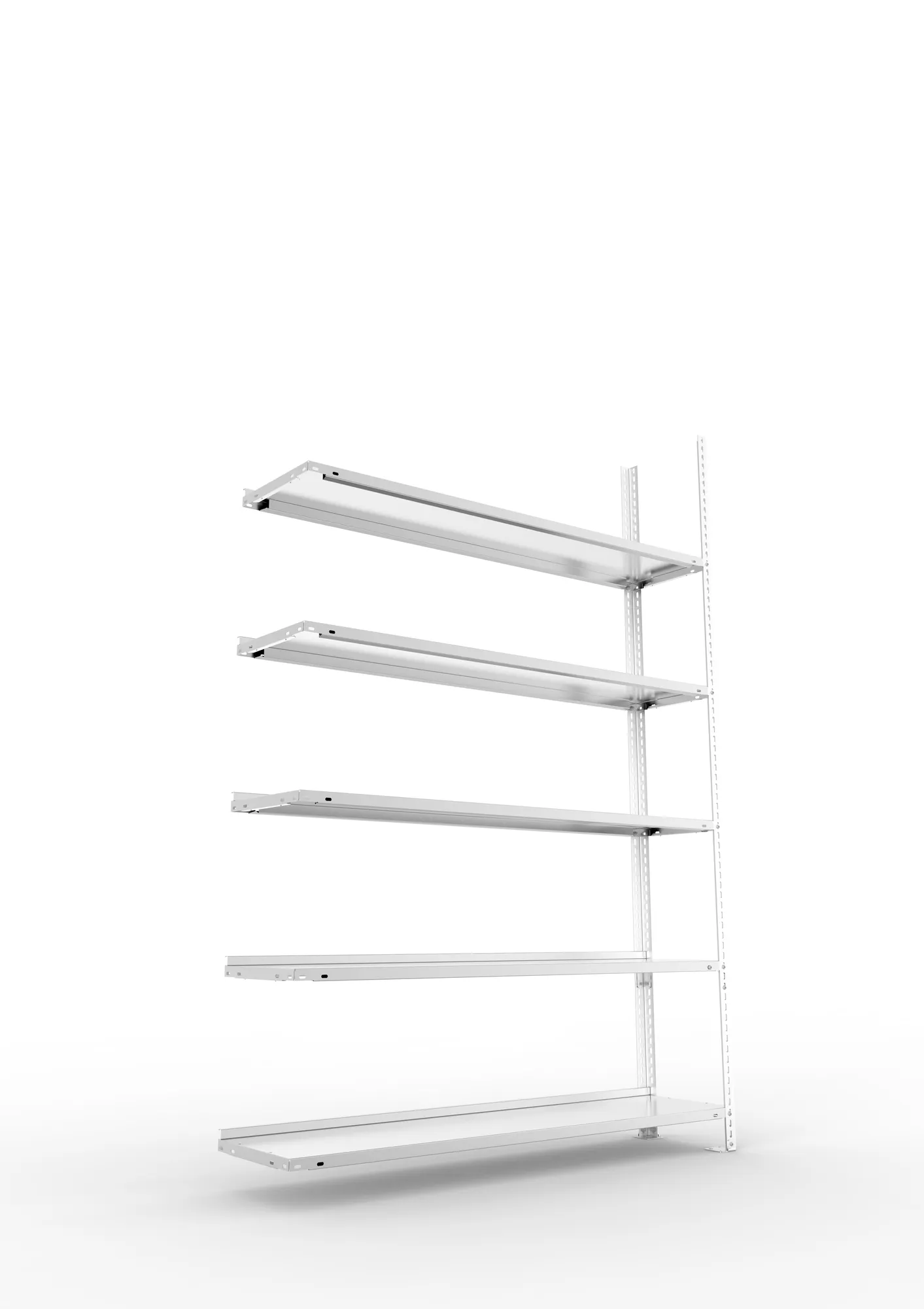 META FIX COMPACT | Büro-Schraubregal | Anbauregal | 1850 x 1250 x 300 mm | Fachlast 80 kg | 5 Ebenen | verzinkt