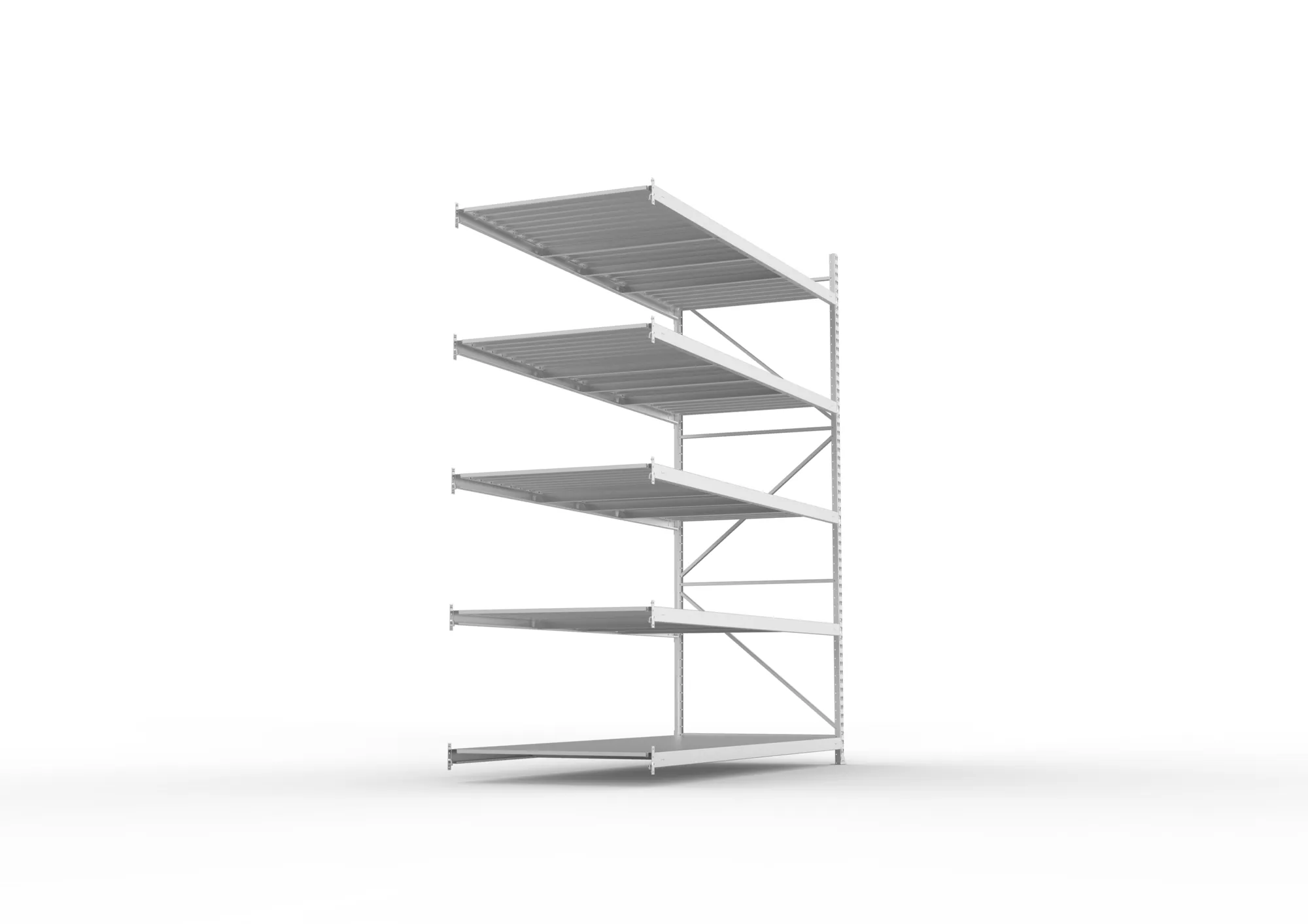 META MINI-RACK Weitspannregal | Anbauregal | 3000 x 2600 x 1050 mm | Fachlast 490 kg | Stahlpaneelböden | 5 Ebenen