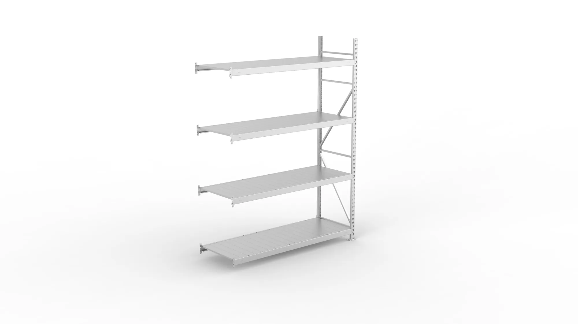 META MINI-RACK Weitspannregal | Anbauregal | 2500 x 1800 x 650 mm | Fachlast 600 kg | Stahlpaneelböden | 4 Ebenen