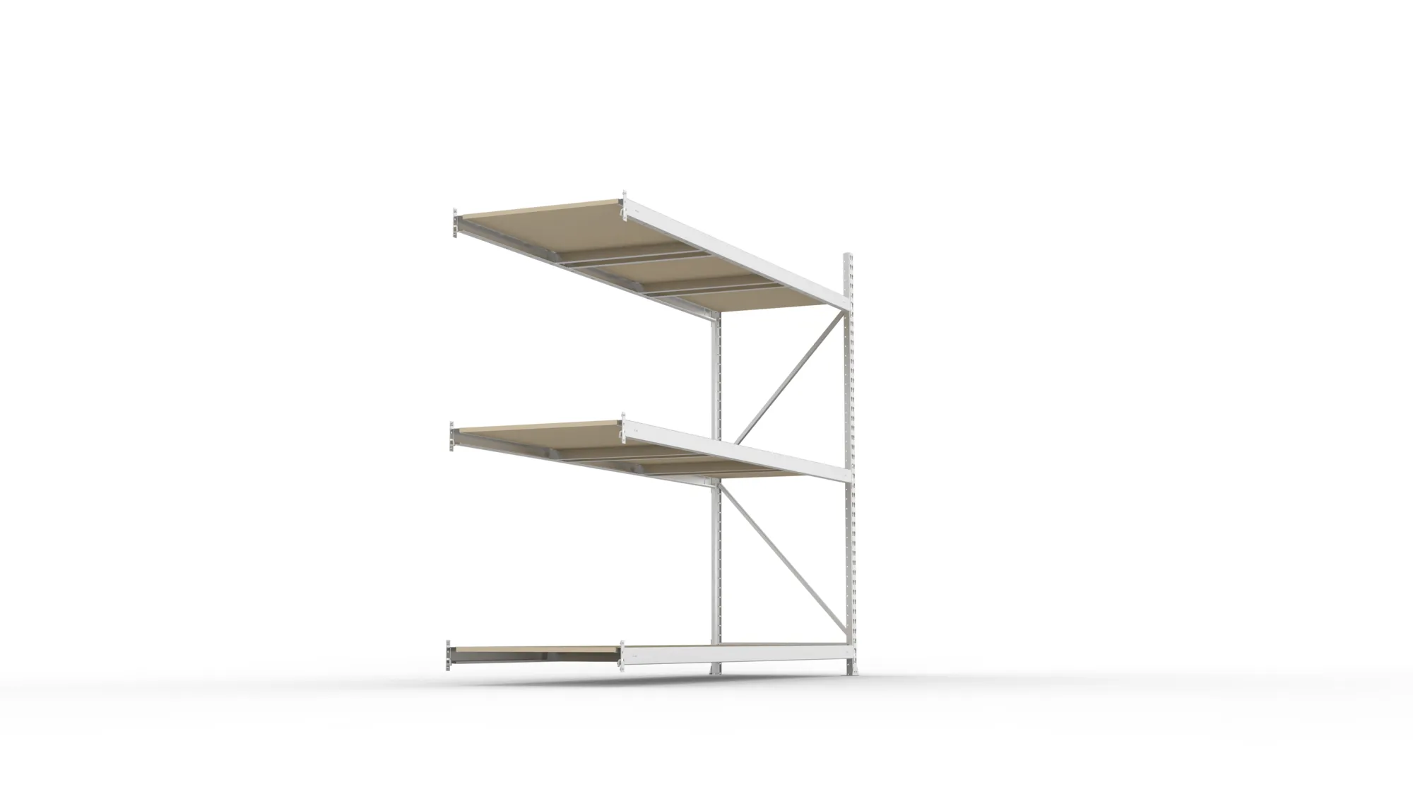 META MINI-RACK Weitspannregal | Anbauregal | 2200 x 2600 x 800 mm | Fachlast 490 kg | Spanplattenböden | 3 Ebenen