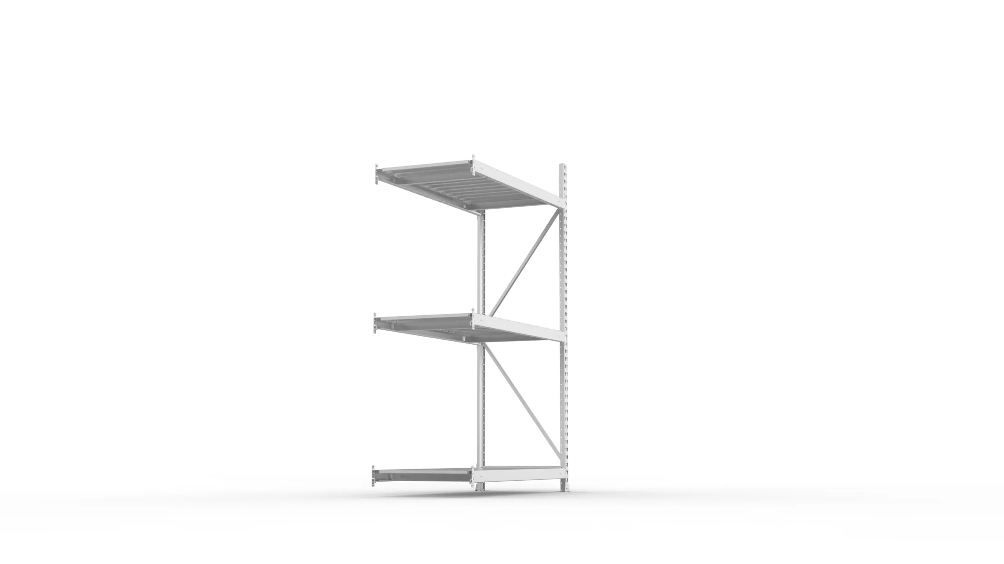 META MINI-RACK Weitspannregal | Anbauregal | 2200 x 1400 x 650 mm | Fachlast 600 kg | Stahlpaneelböden | 3 Ebenen