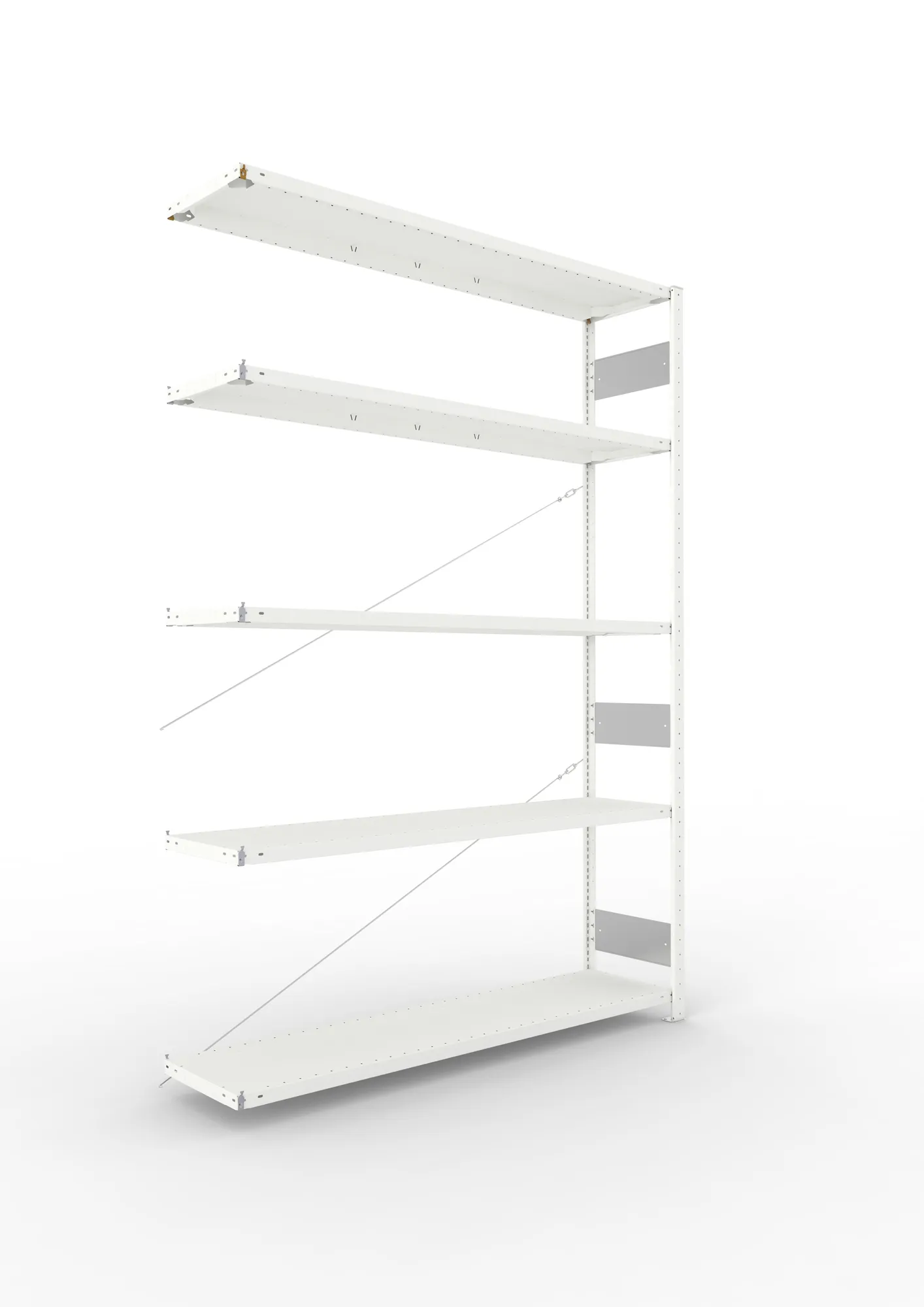 META CLIP S3 | Fachbodenregal | Anbauregal | 2500 x 1700 x 400 mm | Fachlast 200 kg | 3+1 Ebenen | RAL 7035