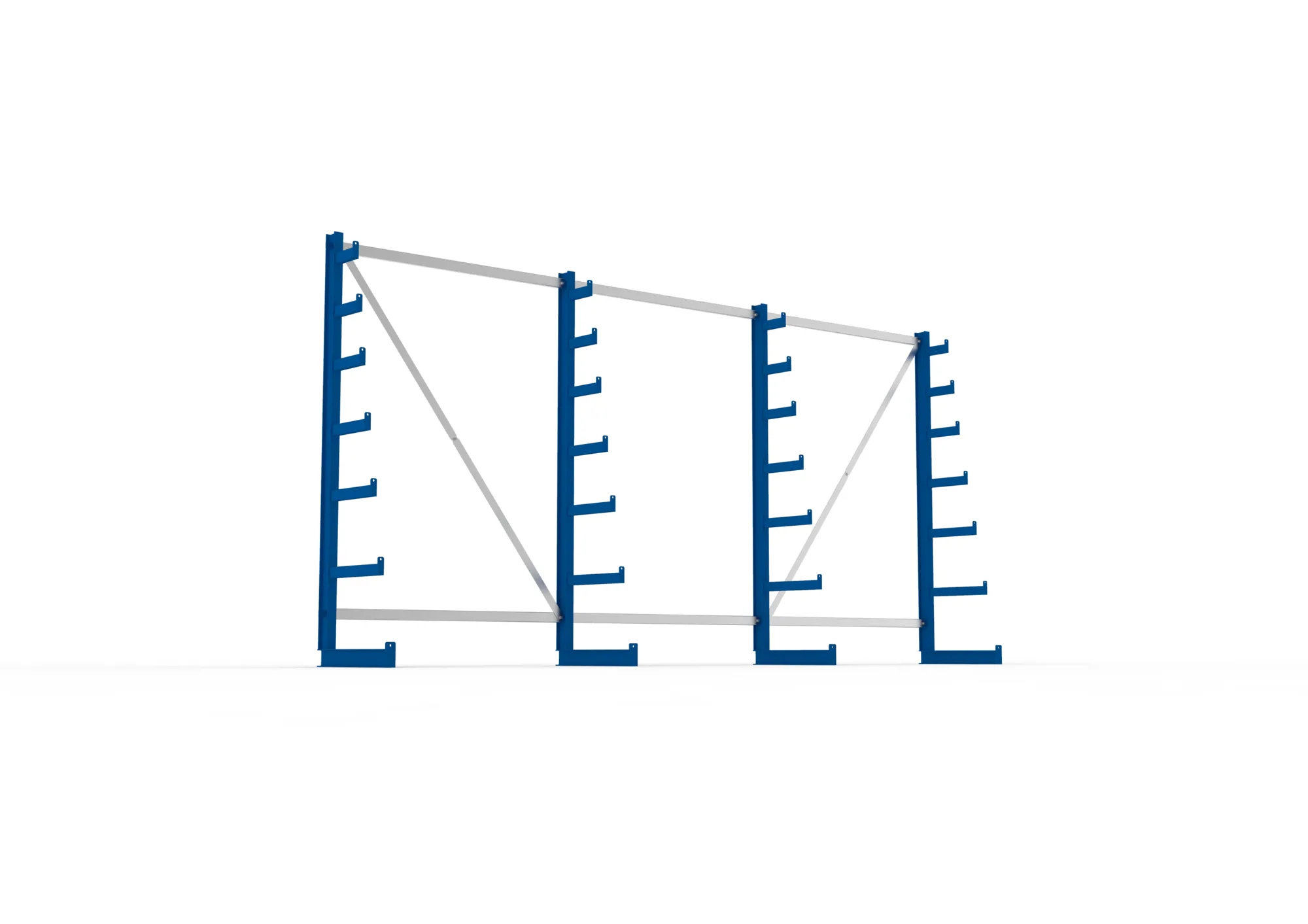 META ATLAS ST | Langgutregal | 3 Felder | 2000 x 4050 x 500 mm | Armlast 200 kg | einseitig | 6+1 Ebenen | RAL 5010