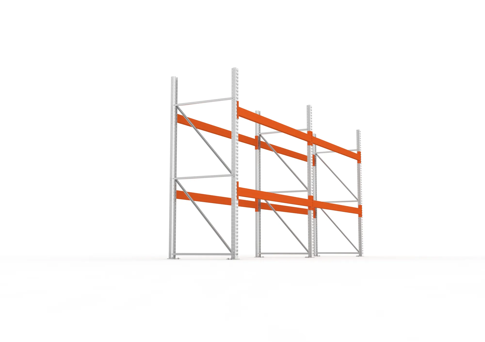 META MULTIPAL | Palettenregal | 2 Felder | 2700 x 2700 x 1100 mm | Fachlast 2600 kg | 3 Ebenen | 8 Paletten | verzinkt
