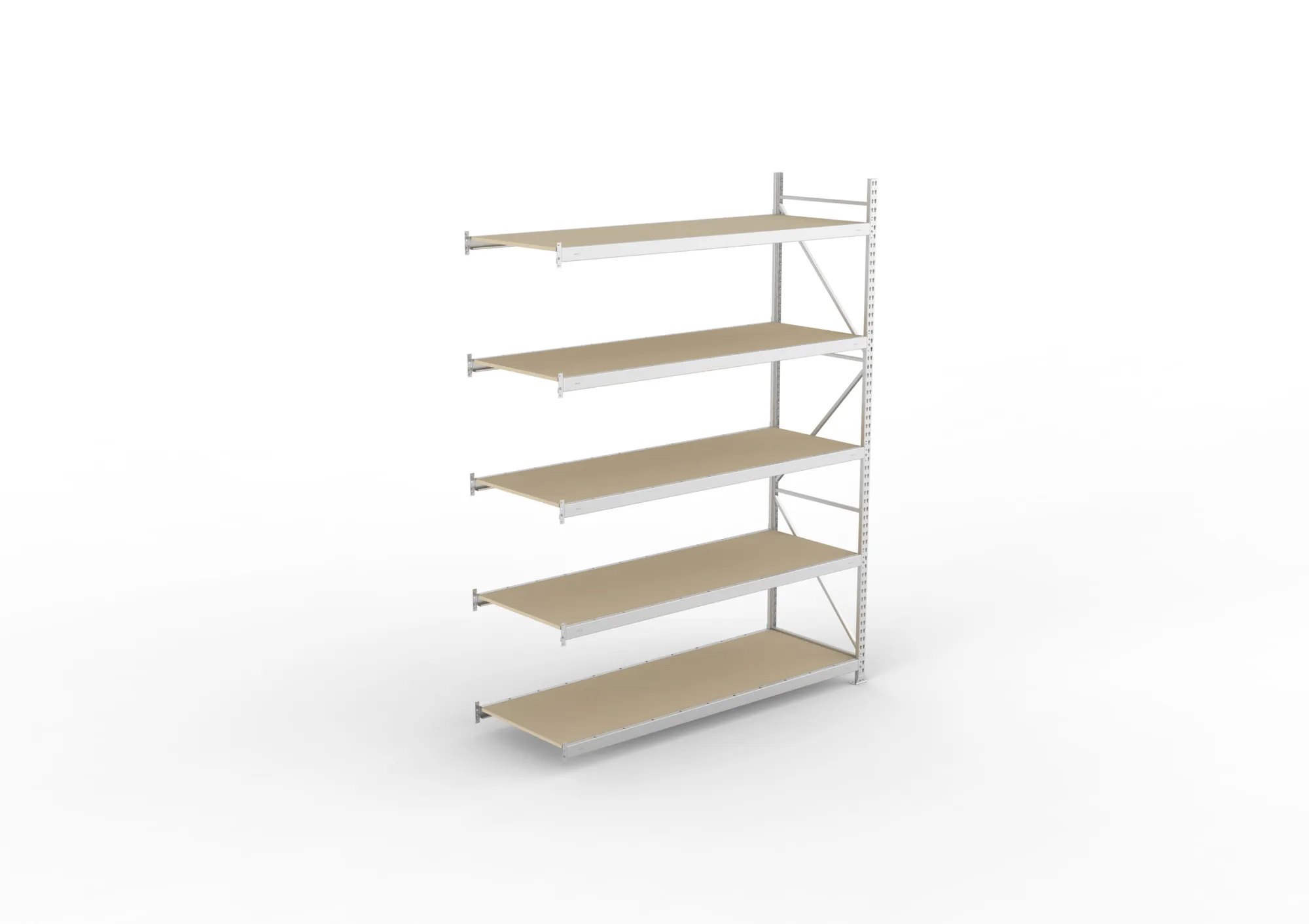 META MINI-RACK Weitspannregal | Anbauregal | 3000 x 2200 x 800 mm | Fachlast 600 kg | Spanplattenböden | 5 Ebenen
