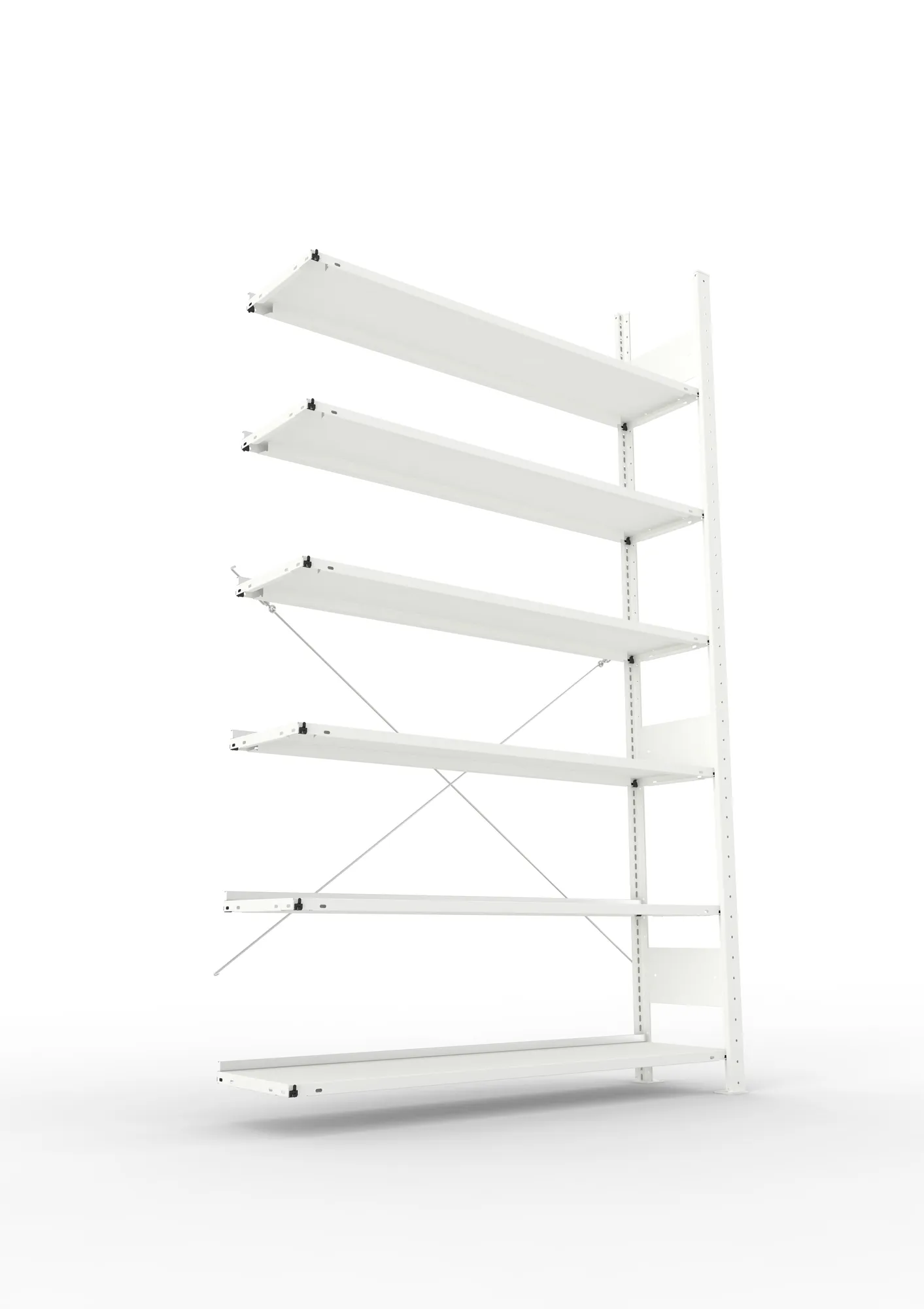 META COMPACT | Büro-Steckregal | Anbauregal | 2200 x 1250 x 300 mm | Fachlast 80 kg | 6 Ebenen | RAL 7035