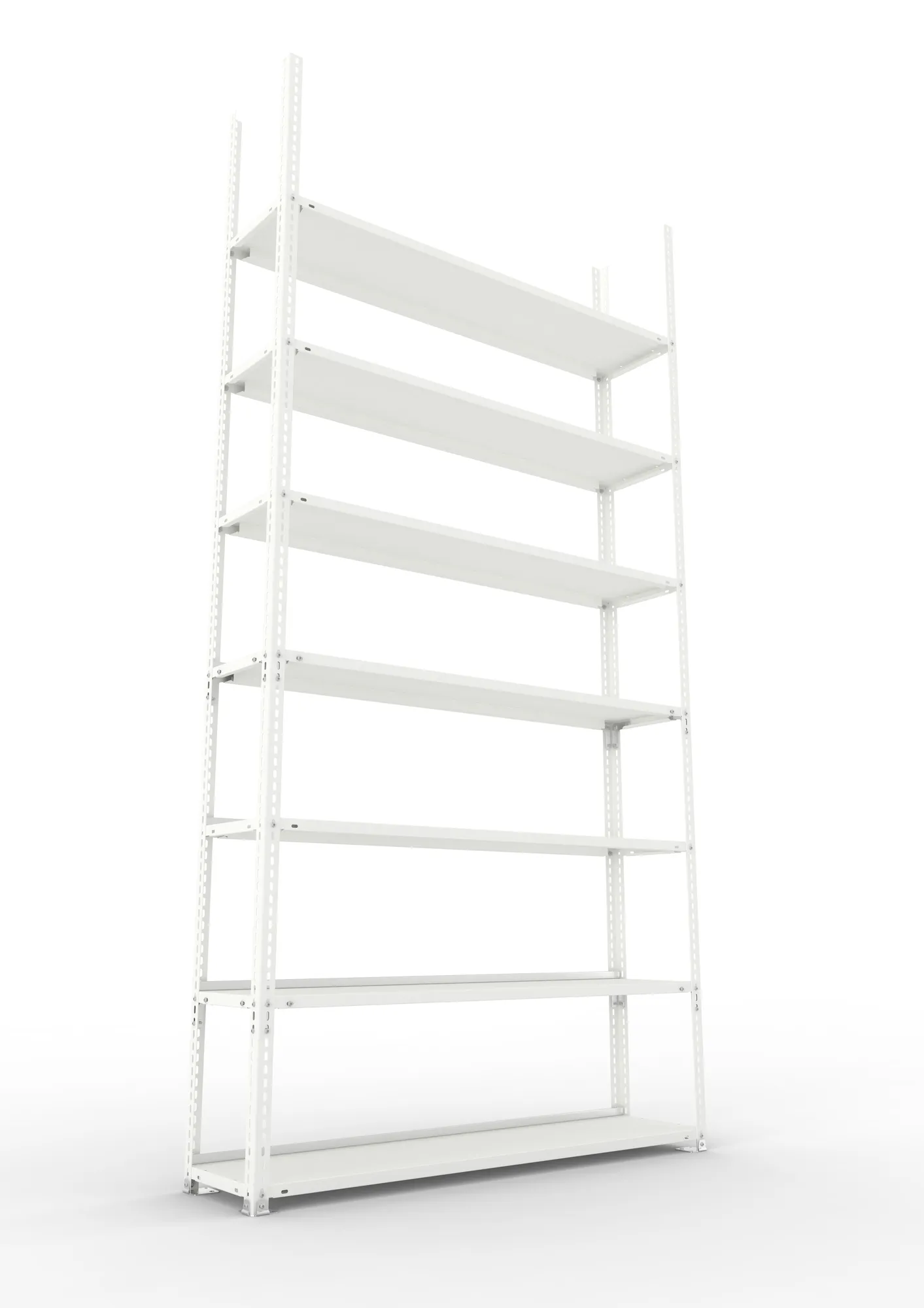 META FIX COMPACT | Büro-Schraubregal | Grundregal | 2500 x 1250 x 300 mm | Fachlast 80 kg | 7 Ebenen | RAL 7035