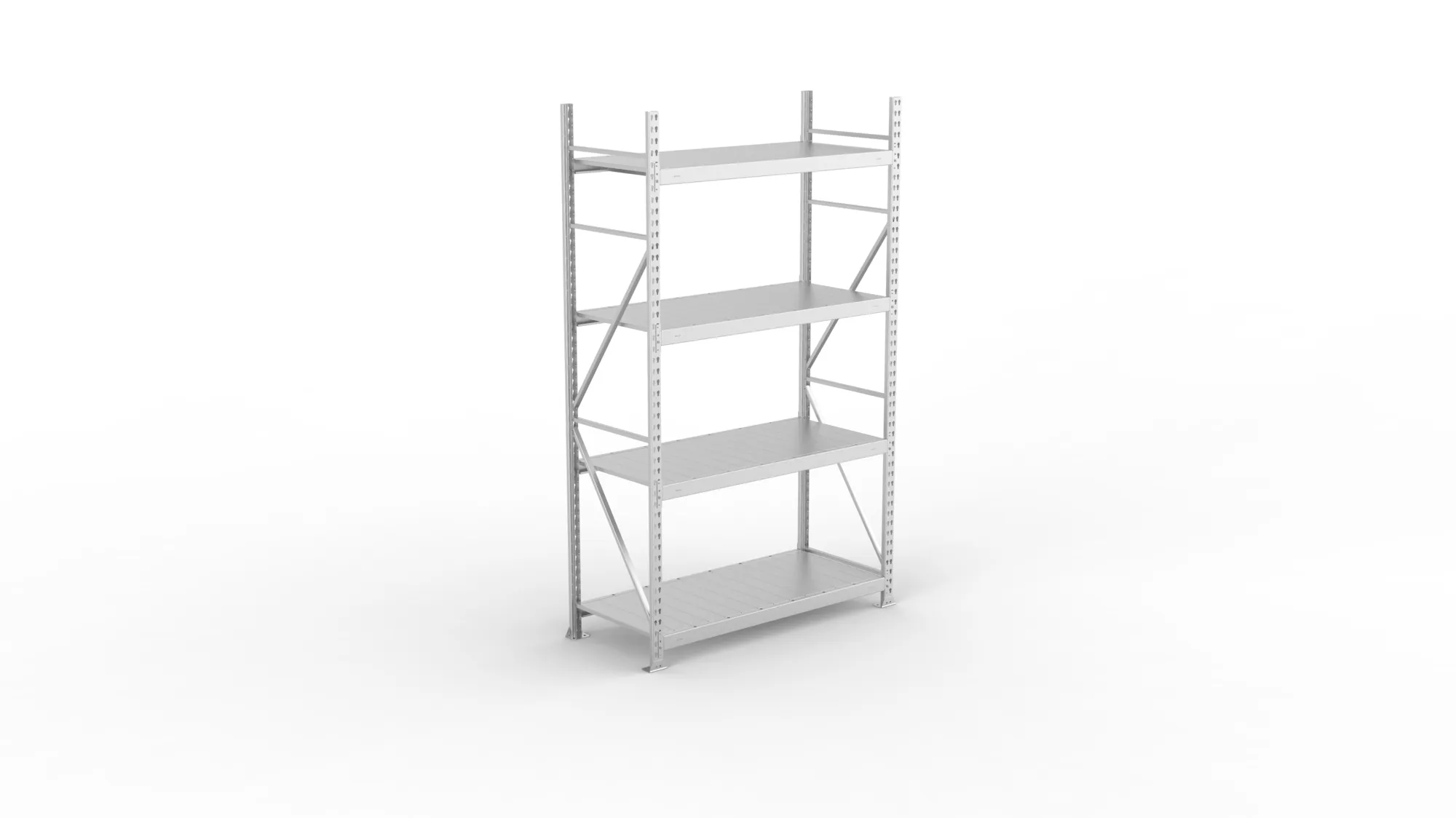 META MINI-RACK Weitspannregal | Grundregal | 2500 x 1400 x 650 mm | Fachlast 600 kg | Stahlpaneelböden | 4 Ebenen