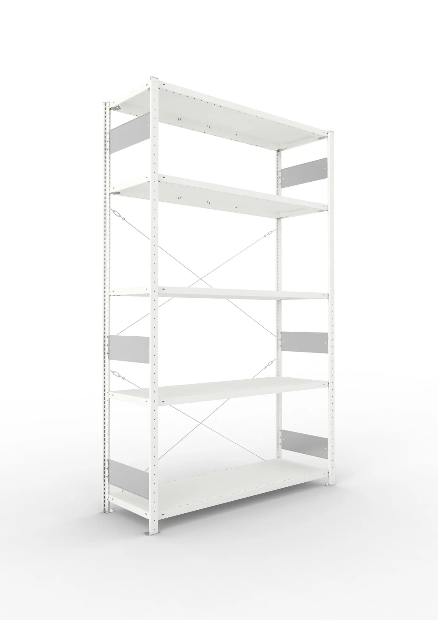 META CLIP S3 | Fachbodenregal | Grundregal | 2500 x 1500 x 500 mm | Fachlast 200 kg | 4+1 Ebenen | RAL 7035