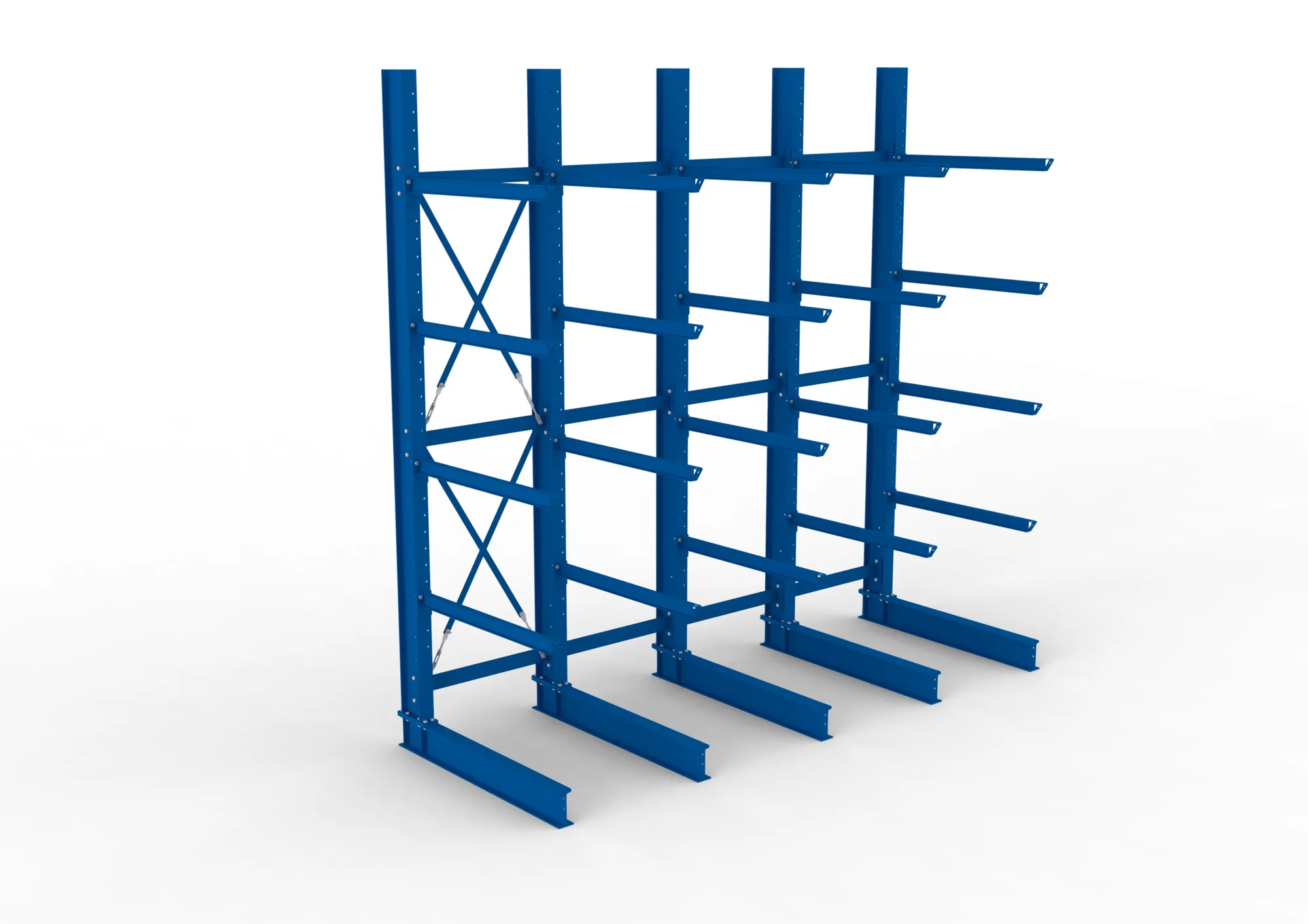 META MULTISTRONG H | Kragarmregal | 4 Felder | 4000 x 4000 x 1250 mm | Armlast 400 kg | einseitig | 4+1 Ebenen