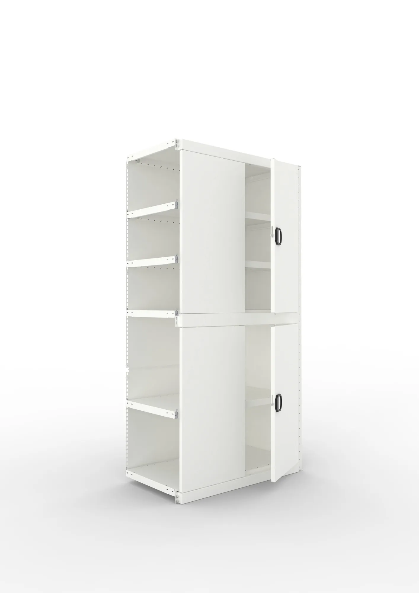 META CLIP | Schrankmodul | Anbauregal | Variante 2 | 2000 x 1000 x 500 mm | mit zwei Flügeltüren | RAL 7035