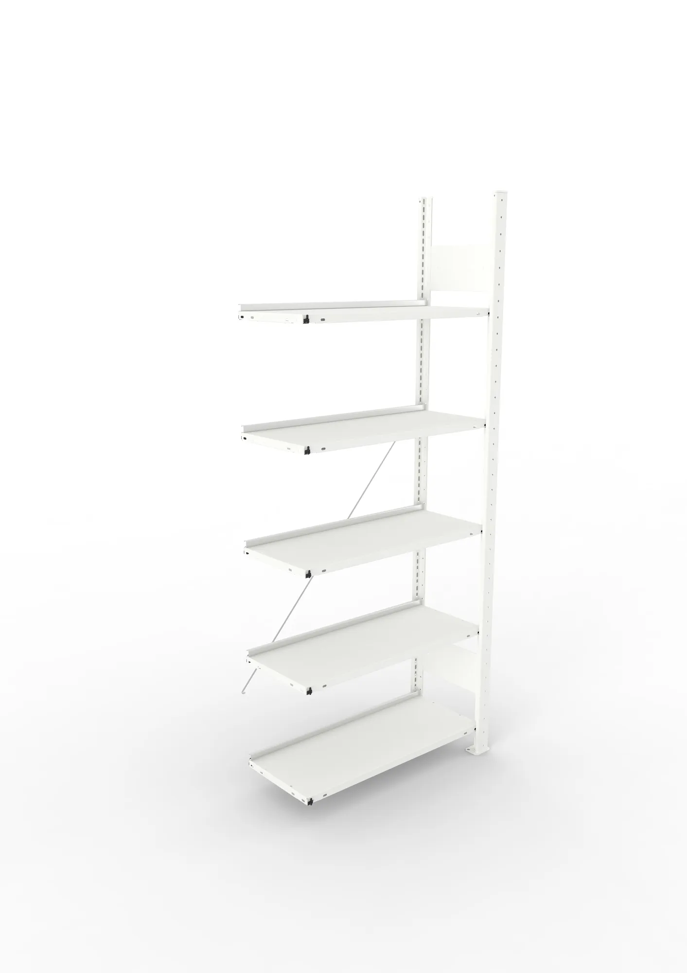META COMPACT | Büro-Steckregal | Anbauregal | 1850 x 750 x 300 mm | Fachlast 80 kg | 5 Ebenen | RAL 7035