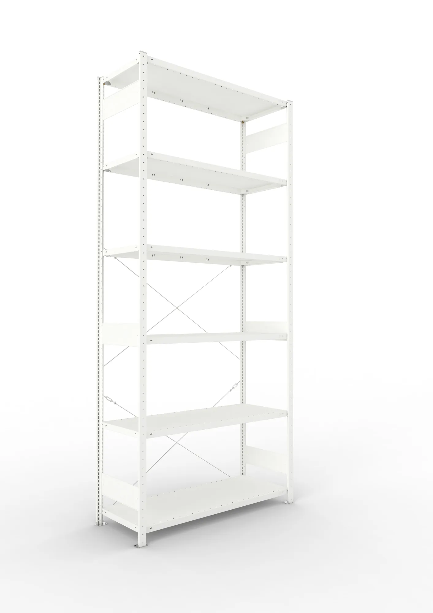 META CLIP | Fachbodenregal | Grundregal | 3000 x 1300 x 500 mm | Fachlast 230 kg | 5+1 Ebenen | RAL 7035
