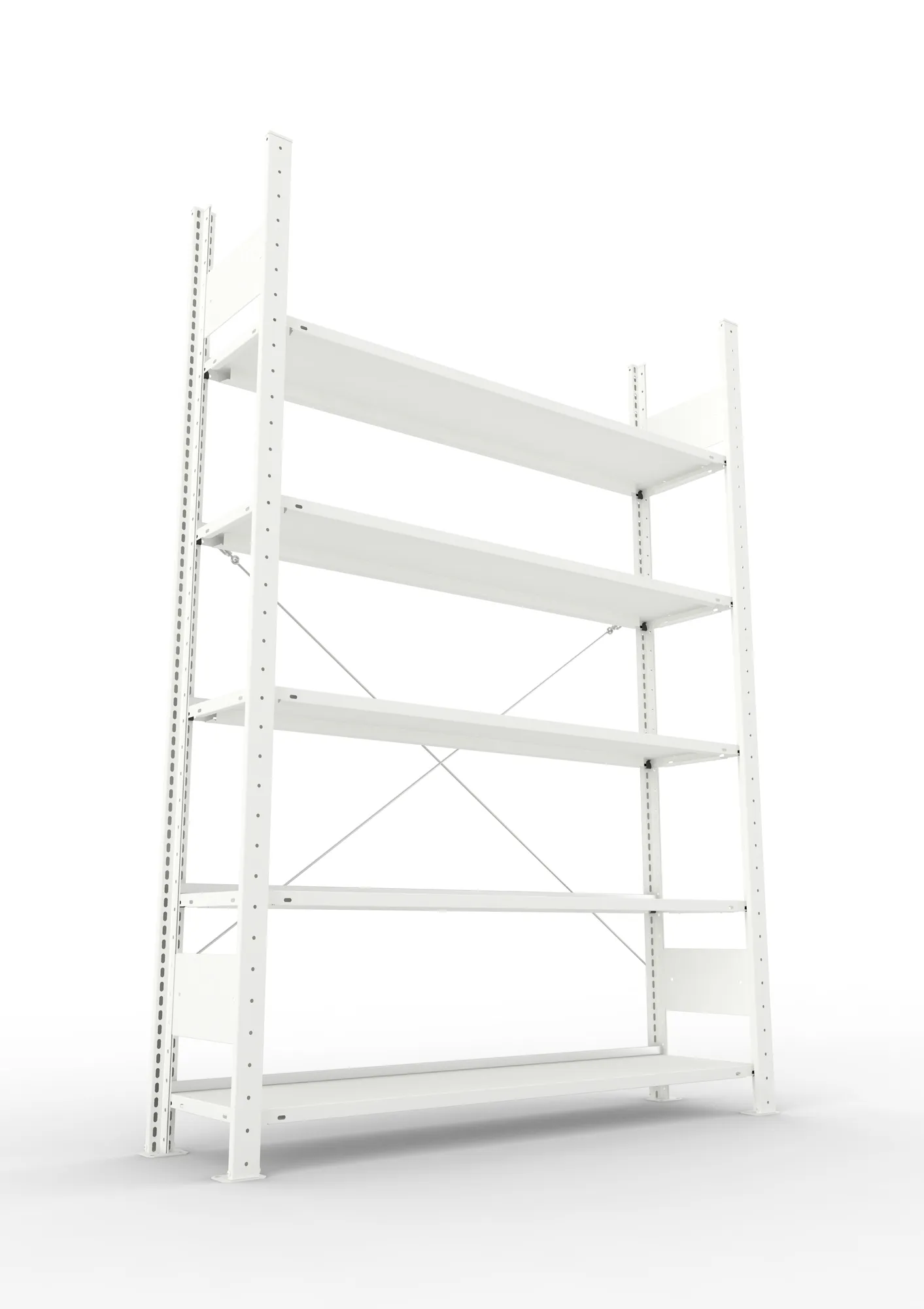 META COMPACT | Büro-Steckregal | Grundregal | 1850 x 1250 x 300 mm | Fachlast 80 kg | 5 Ebenen | RAL 7035