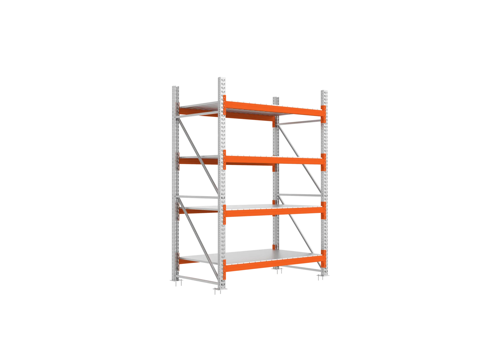 META MULTIPAL | Großfachregal | Grundregal | 2700 x 1825 x 1100 mm | Fachlast 1800 kg | 4 Ebenen | Stahlpaneele | verzinkt